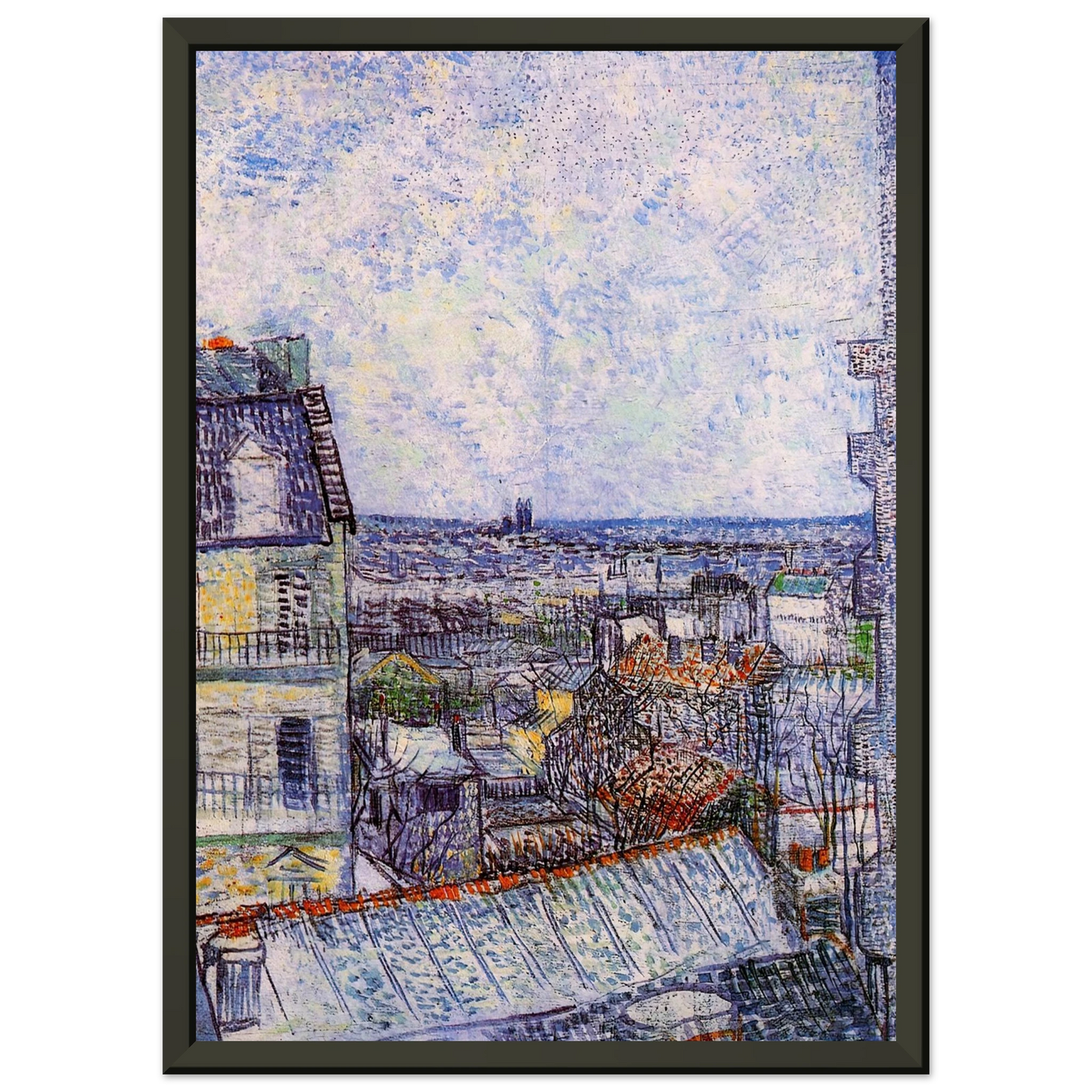 Vincent van Gogh View from Vincents room in the Rue Lepic Framed Art Print - Aluminum Frame - 40x50 cm / 16x20 inches