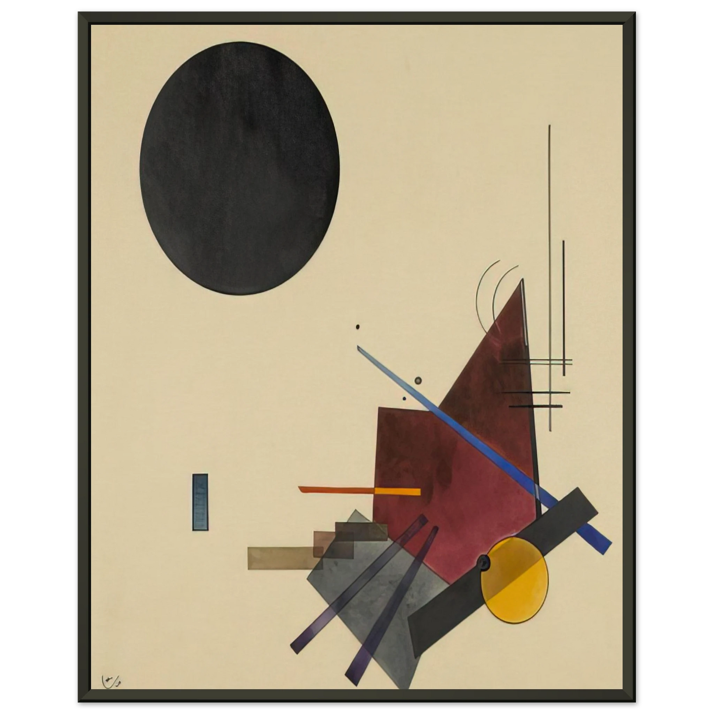 Wassily Kandinsky  BLACK RELATIONSHIP 1924 Framed Art Print  - Aluminum Frame - 70x100 cm / 28x40 inches