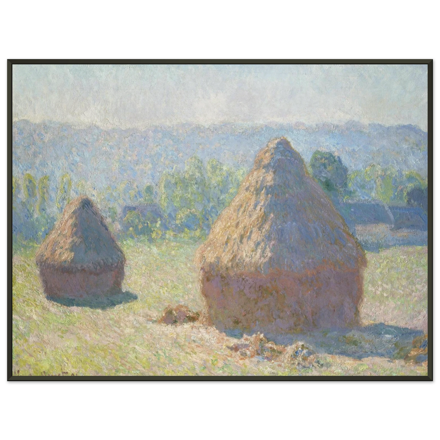 claude monet  Haystacks end of Summer Framed Art Print  - Aluminum Frame - 70x100 cm / 28x40 inches