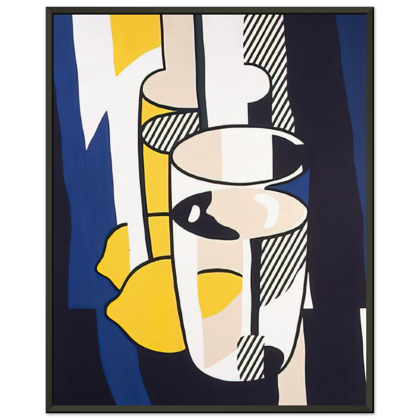 Roy Lichtenstein GLASS AND LEMON IN A MIRROR 1974 Framed Art Print - Aluminum Frame - 40x50 cm / 16x20 inches