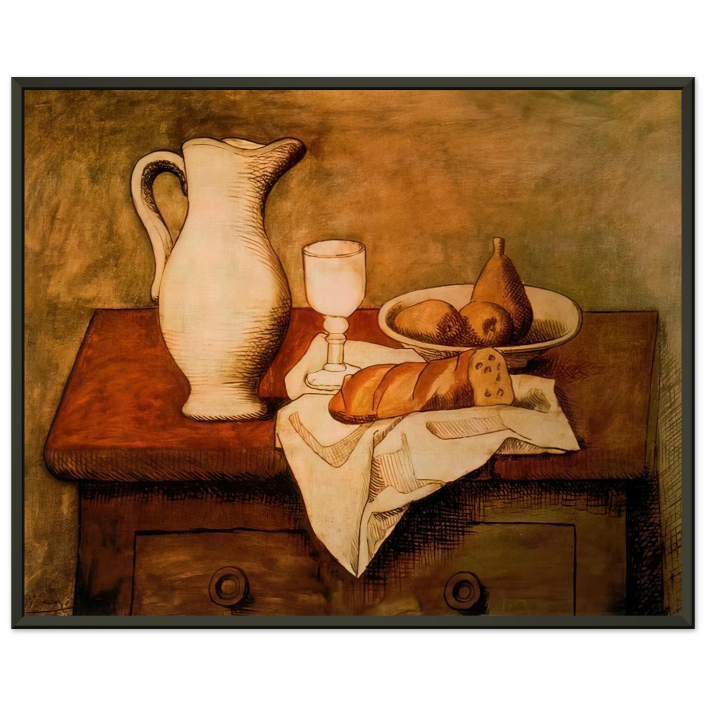 Pablo Picasso Still life with jug and bread 1921 Framed Art Print - Aluminum Frame - 70x100 cm / 28x40 inches