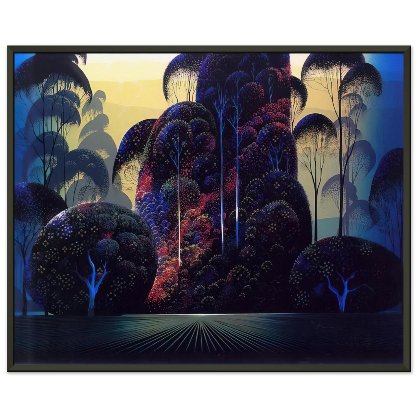 Eyvind Earle  Mendocino Framed Art Print  - Aluminum Frame - 70x100 cm / 28x40 inches