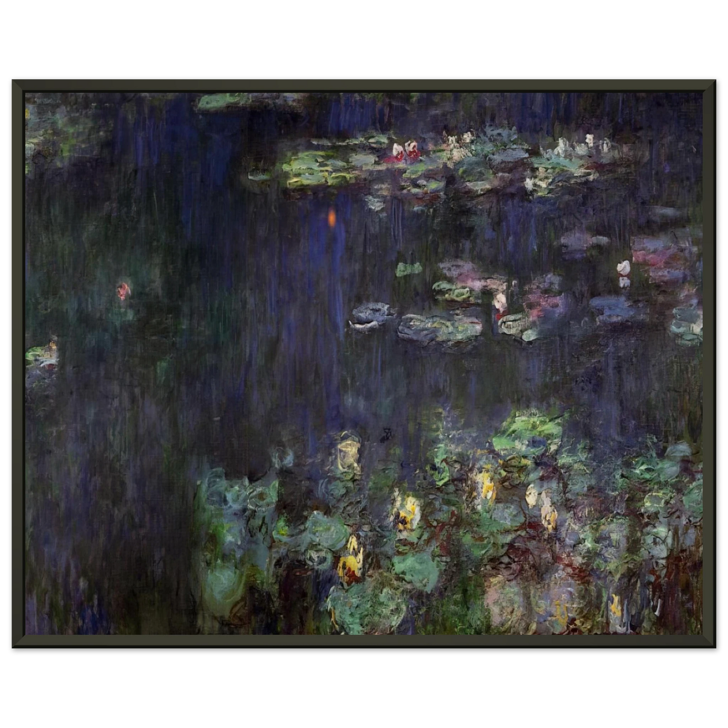claude monet Water Lilies Green Reflection right half Framed Art Print - Aluminum Frame - 70x100 cm / 28x40 inches