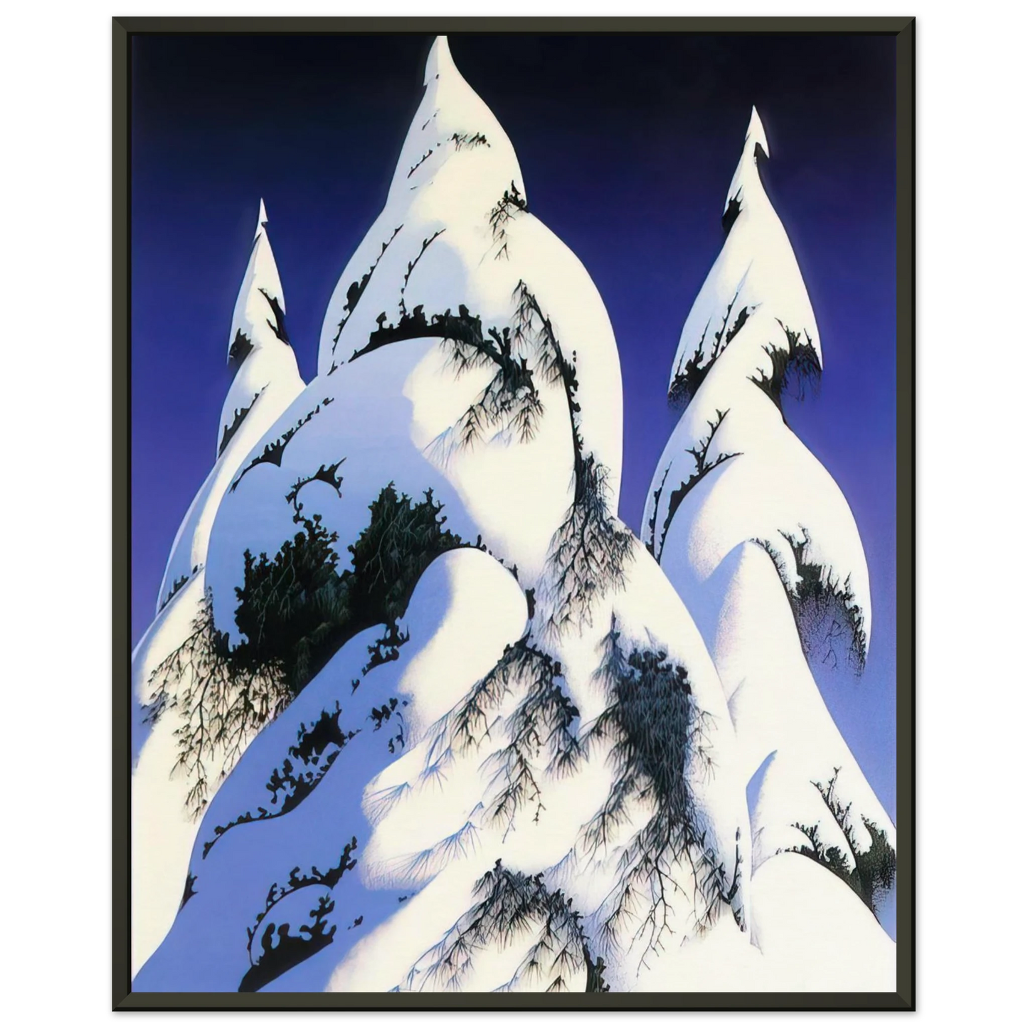 Eyvind Earle Snow Trees Framed Art Print - Aluminum Frame - 60x80 cm / 24x32 inches