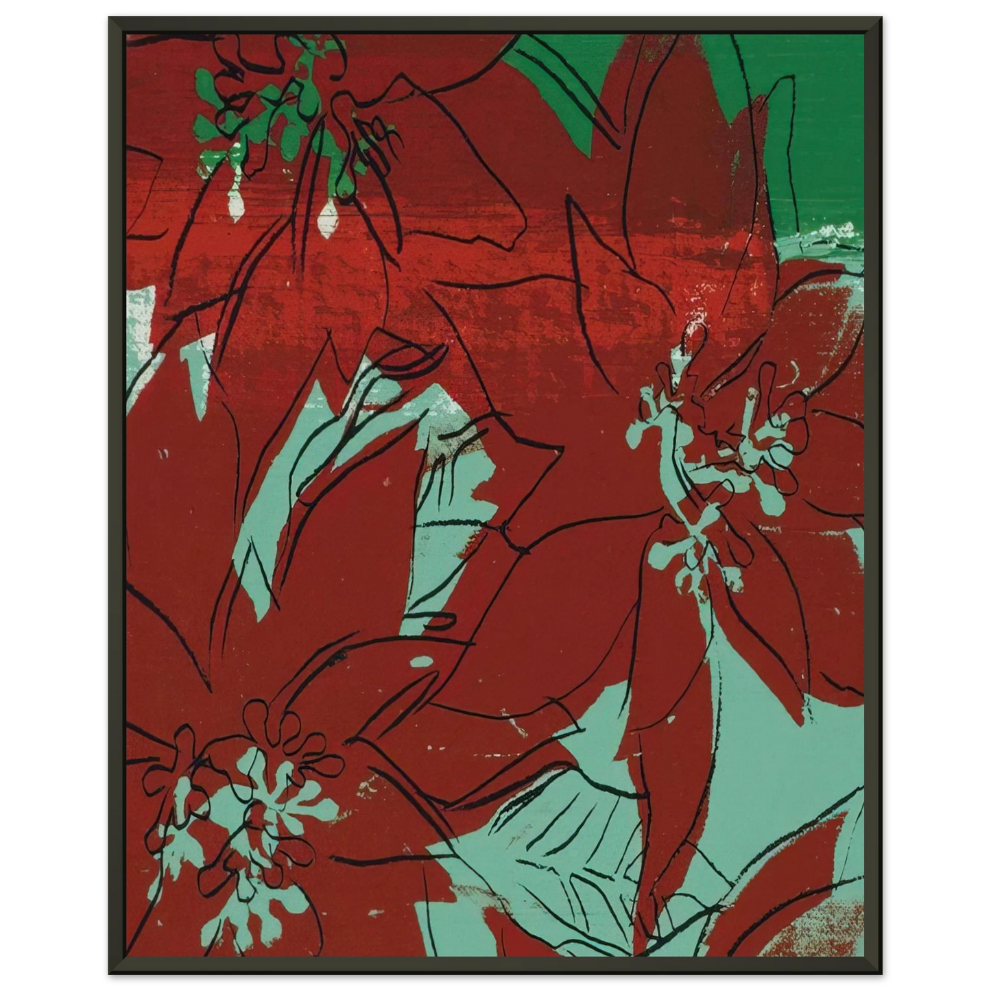 Andy Warhol Poinsettias Framed Art Print - Aluminum Frame - 40x50 cm / 16x20 inches