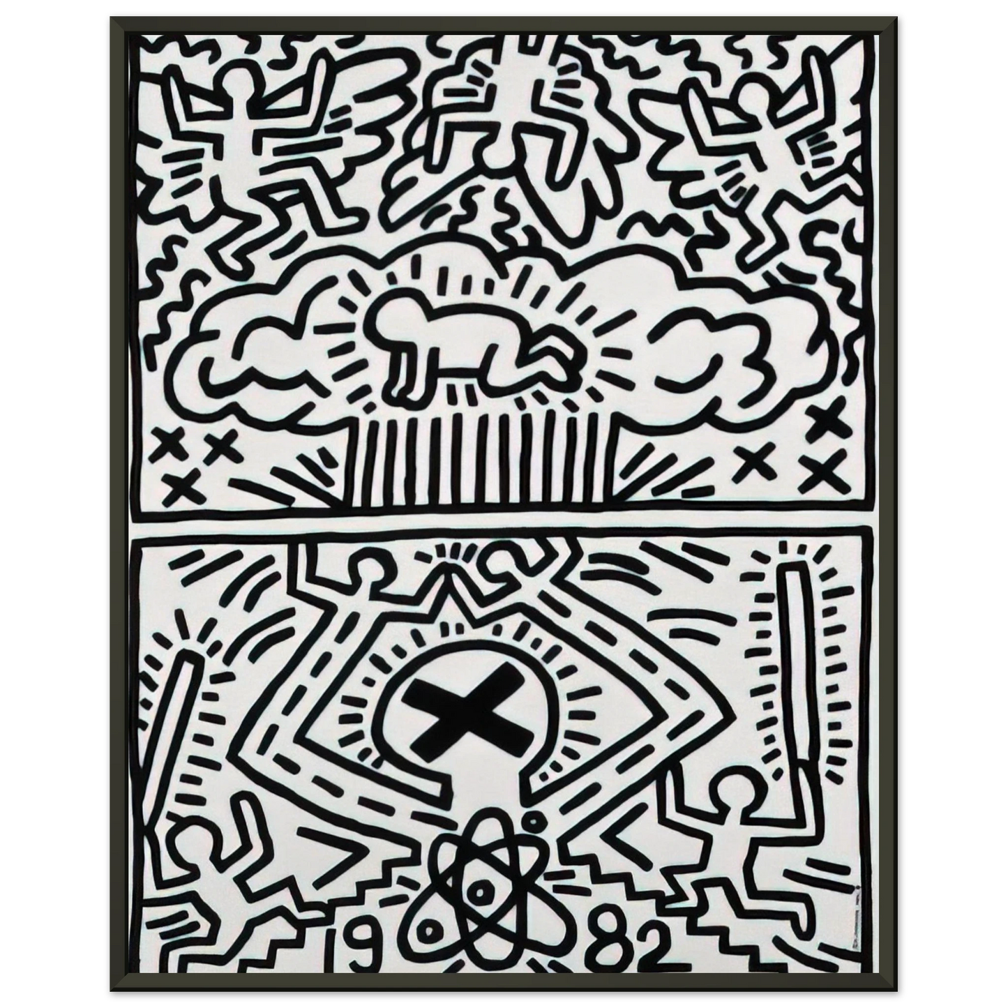 Keith Haring  ANTI NUCLEAR RALLY 1982 Framed Art Print  - Aluminum Frame - 60x80 cm / 24x32 inches