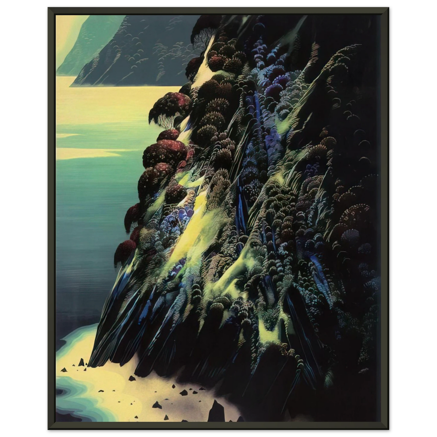 Eyvind Earle  Big Sur Poem Framed Art Print  - Aluminum Frame - 40x50 cm / 16x20 inches