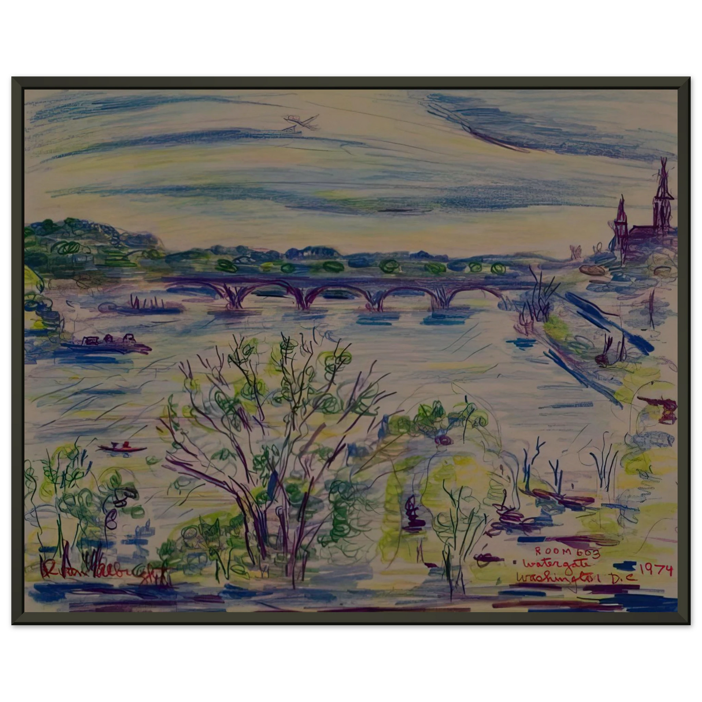 Ivan Albright VIEW FROM ROOM 603 WATERGATE WASHINGTON D C 1974 Framed Art Print - Aluminum Frame - 40x50 cm / 16x20 inches