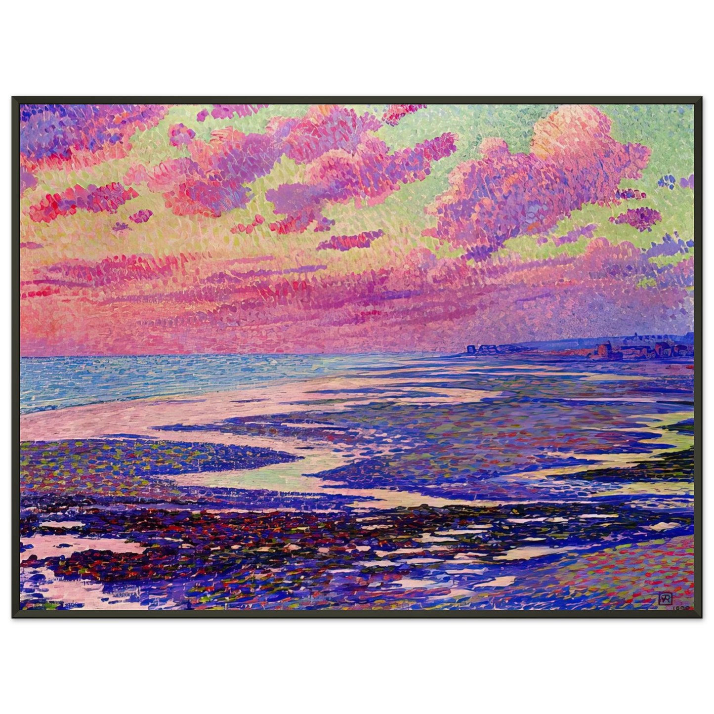 Theo van Rysselberghe THE BEACH AT AMBLETEUSE AT LOW TIDE 1900 Framed Art Print - Aluminum Frame - 40x50 cm / 16x20 inches