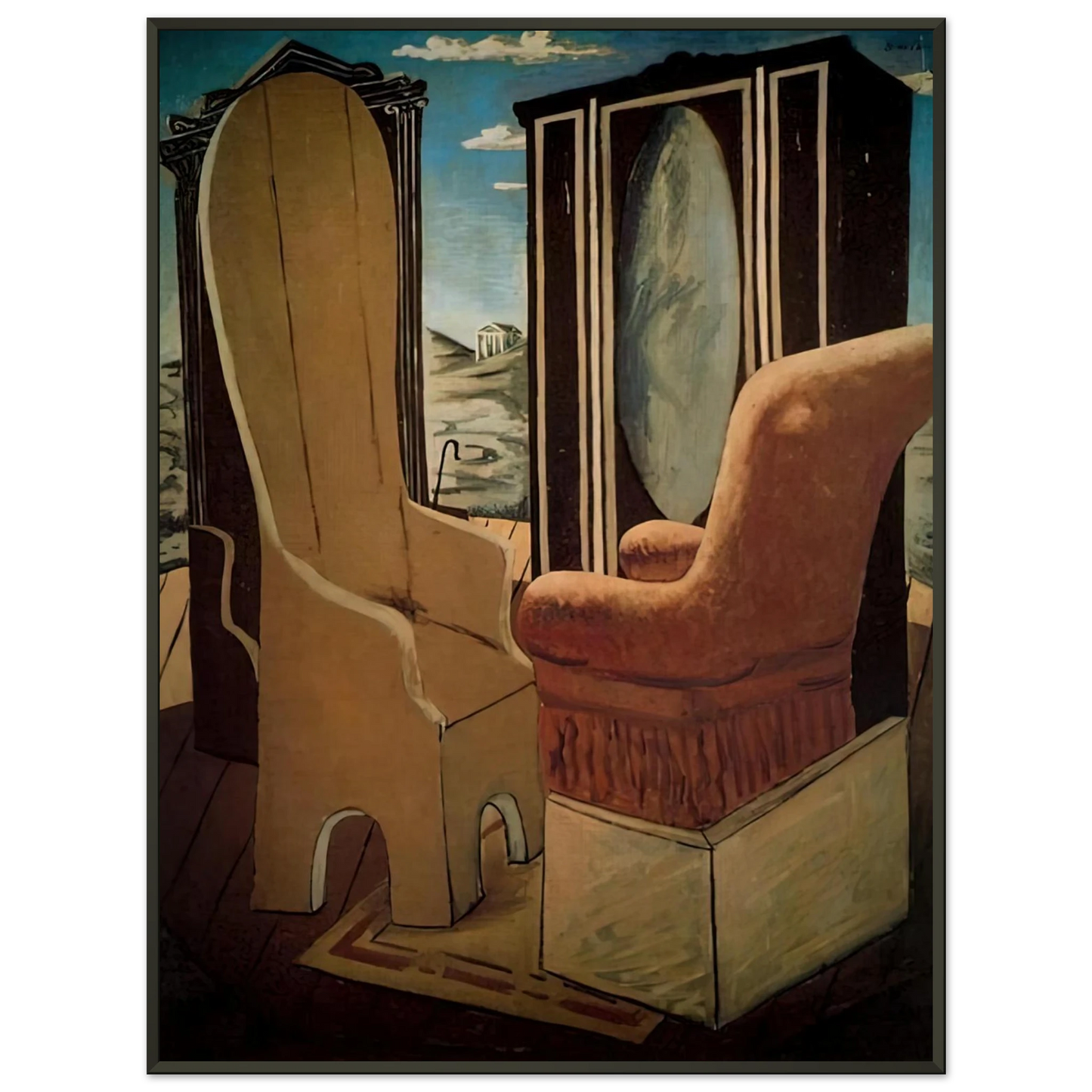 Giorgio de Chirico FURNITURE IN THE VALLEY Framed Art Print - Aluminum Frame - 70x100 cm / 28x40 inches