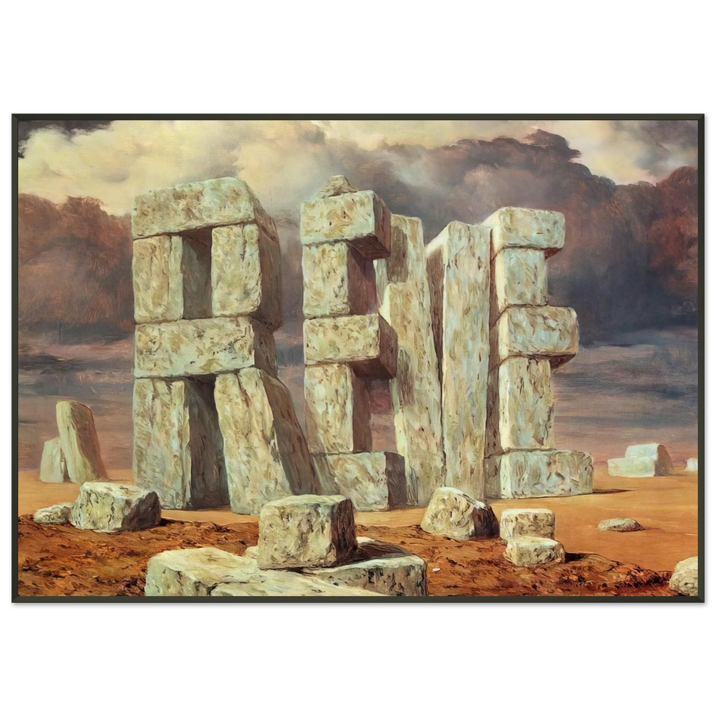 Rene Magritte  THE ART OF CONVERSATION 1950 Framed Art Print  - Aluminum Frame - 21x29.7 cm / 8x12"