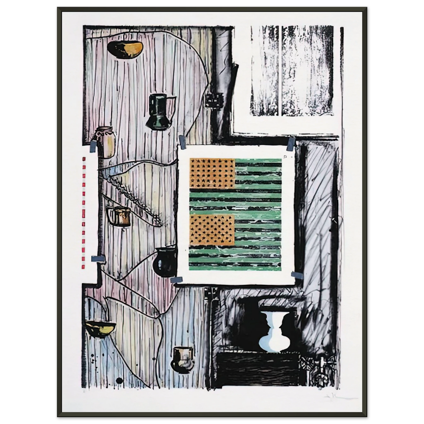 Jasper Johns VENTRILOQUIST ULAE 235 Framed Art Print - Aluminum Frame - 70x100 cm / 28x40 inches