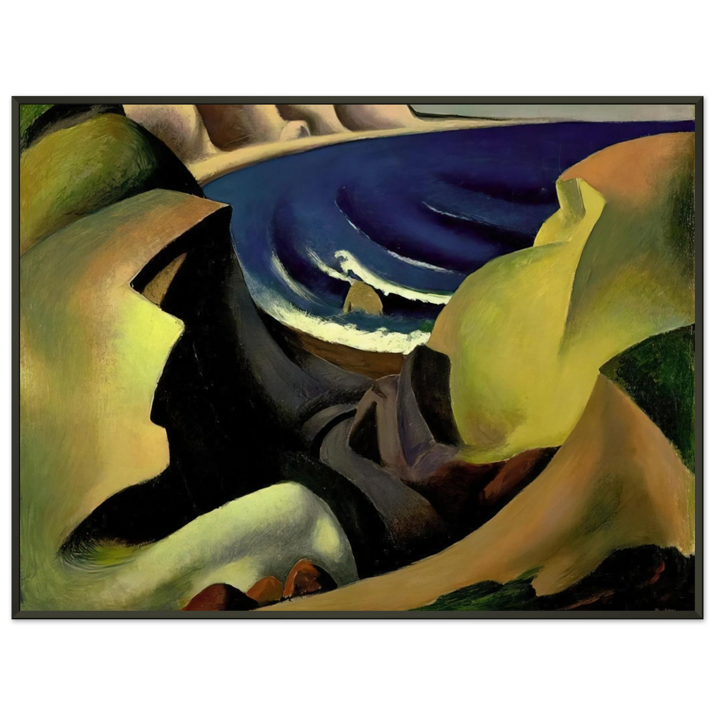 Thomas Hart Benton THE CLIFFS 1921 Framed Art Print - Aluminum Frame - 70x100 cm / 28x40 inches