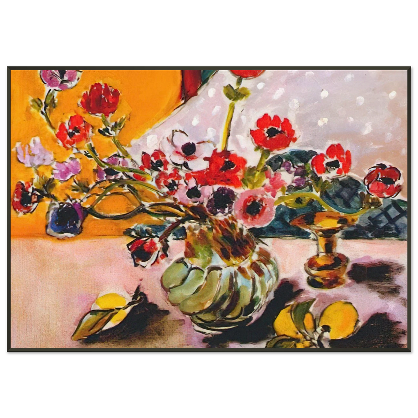 Henri Matisse ANEMONES AND CHINESE VASE 1943 Framed Art Print - Aluminum Frame - 21x29.7 cm / 8x12"
