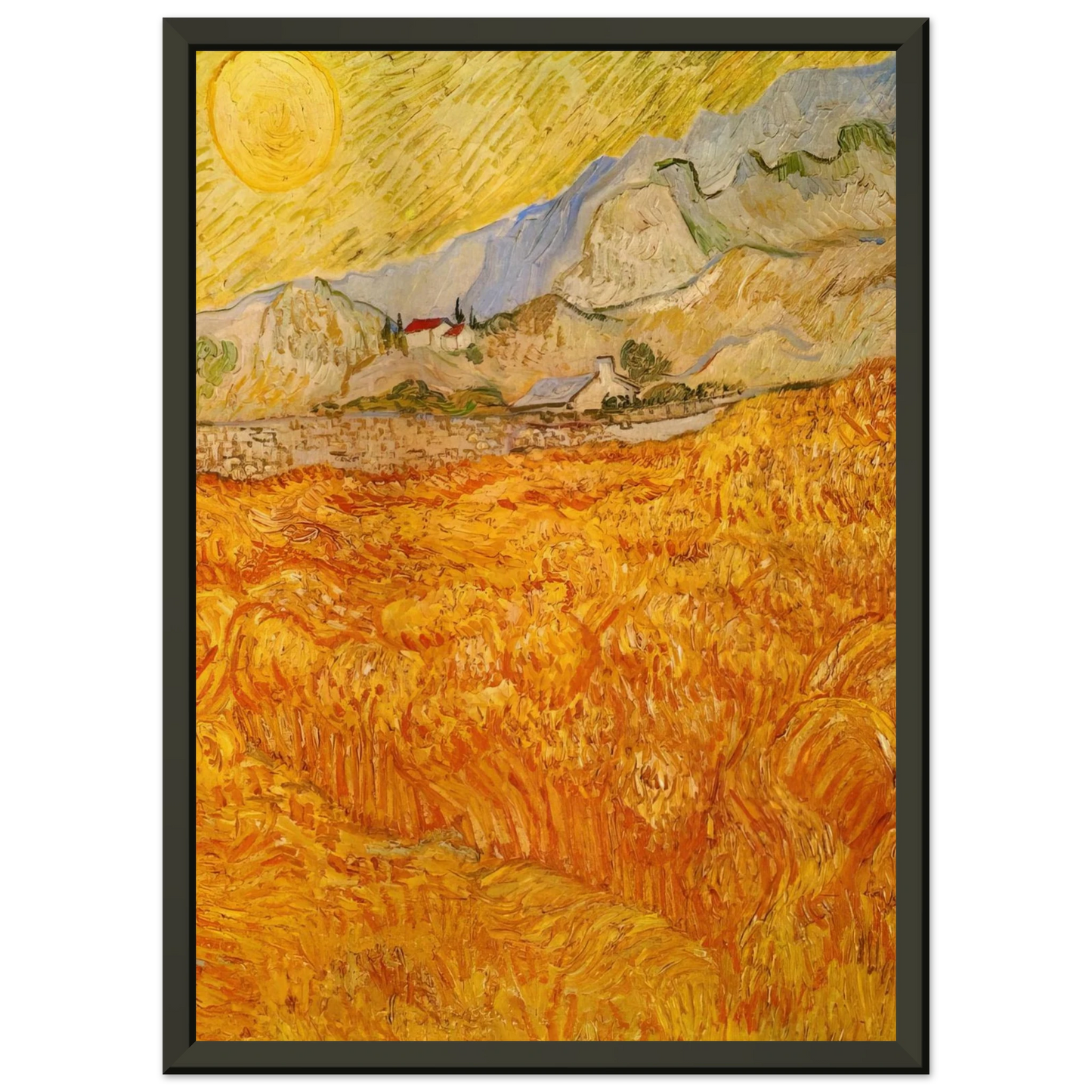 Vincent van Gogh Wheat Field behind Saint Paul Hospital with a Reaper Framed Art Print - Aluminum Frame - 60x80 cm / 24x32 inches