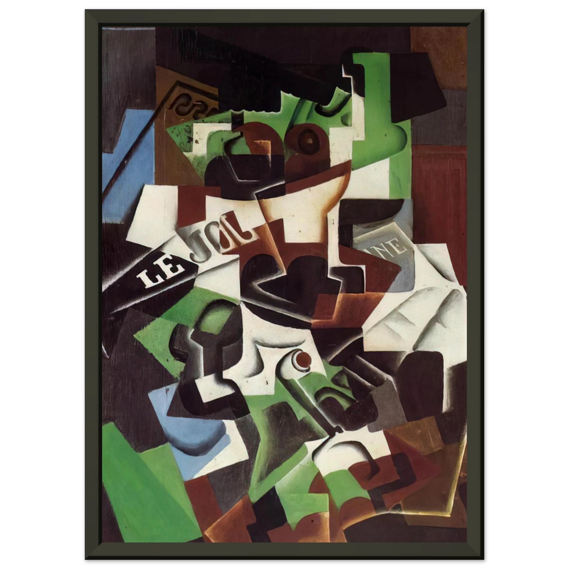 Juan Gris  FRUIT BOWL PIPE AND NEWSPAPER Framed Art Print  - Aluminum Frame - 70x100 cm / 28x40 inches