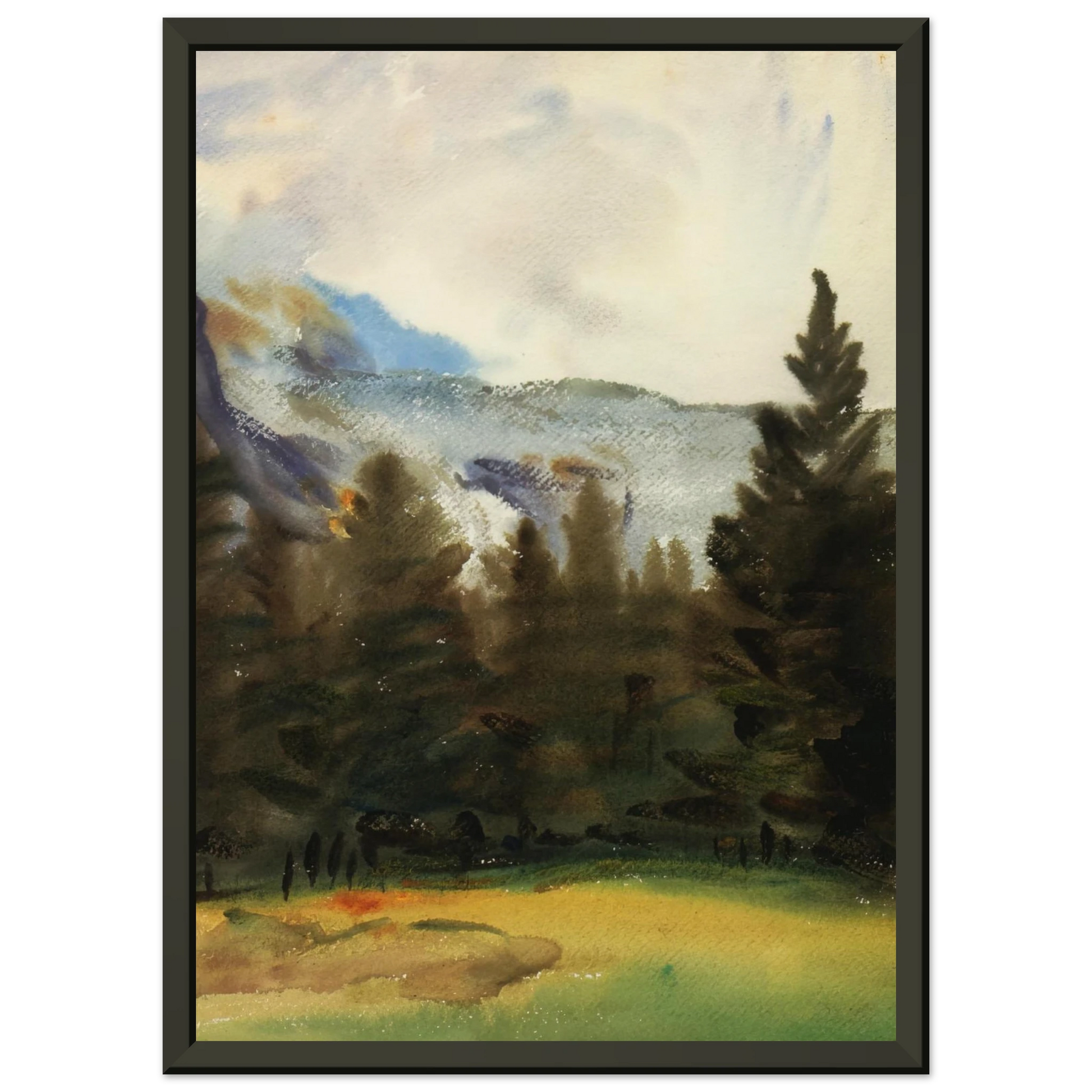 John Singer Sargent  Purtud Fir Trees and Snow Mountains Framed Art Print  - Aluminum Frame - 60x80 cm / 24x32 inches