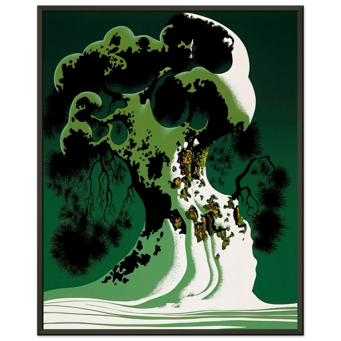 Eyvind Earle Snow Covered Bonsai Framed Art Print - Aluminum Frame - 70x100 cm / 28x40 inches