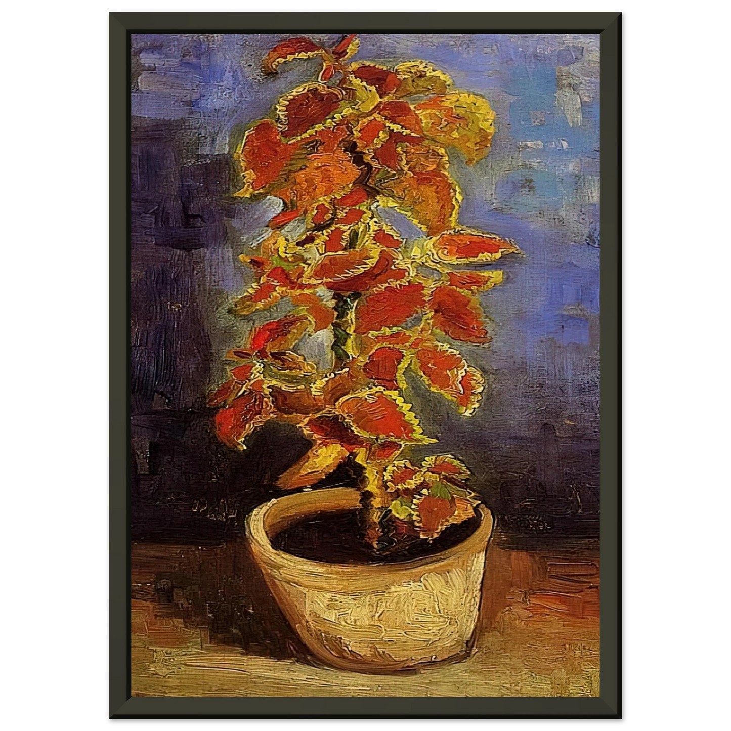 Vincent van Gogh  Coleus Plant in a Flowerpot Framed Art Print  - Aluminum Frame - 40x50 cm / 16x20 inches