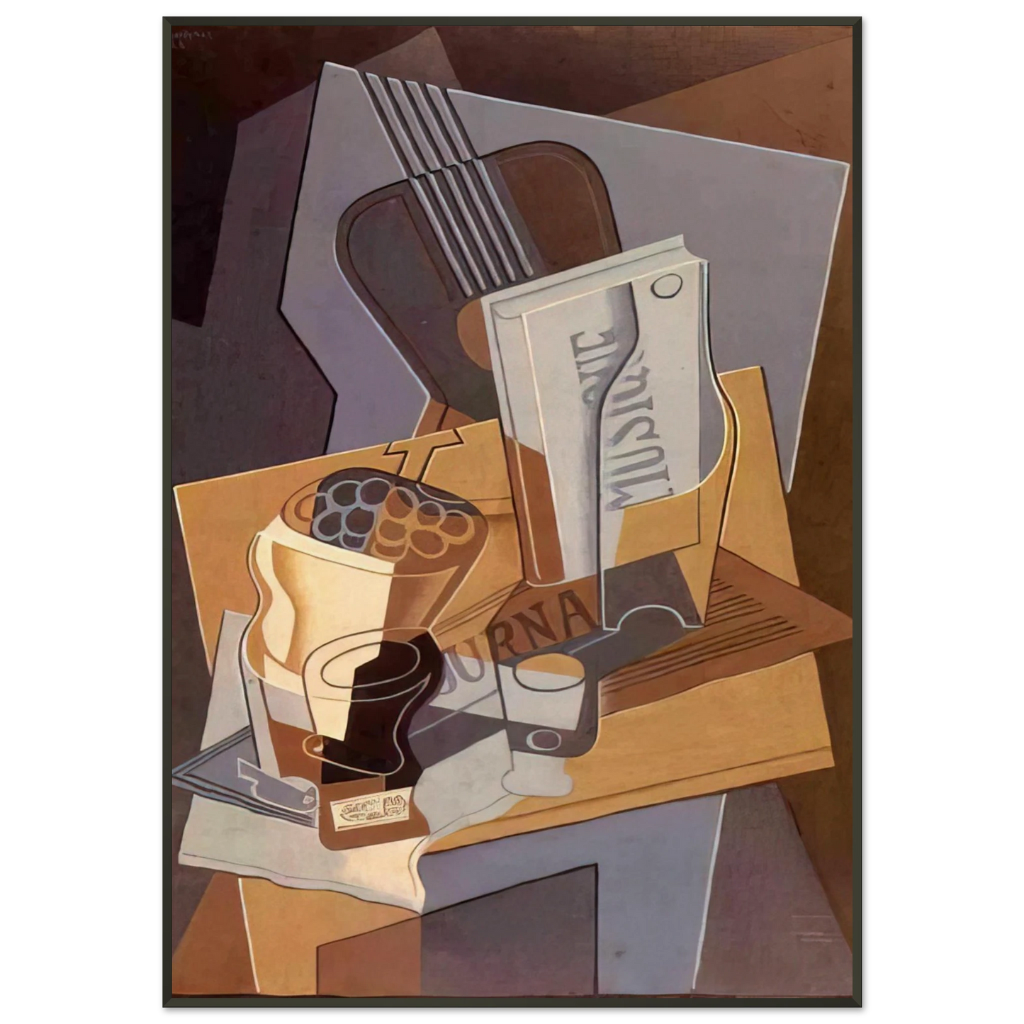 Juan Gris  THE BOOK OF MUSIC 1922 Framed Art Print  - Aluminum Frame - 21x29.7 cm / 8x12"