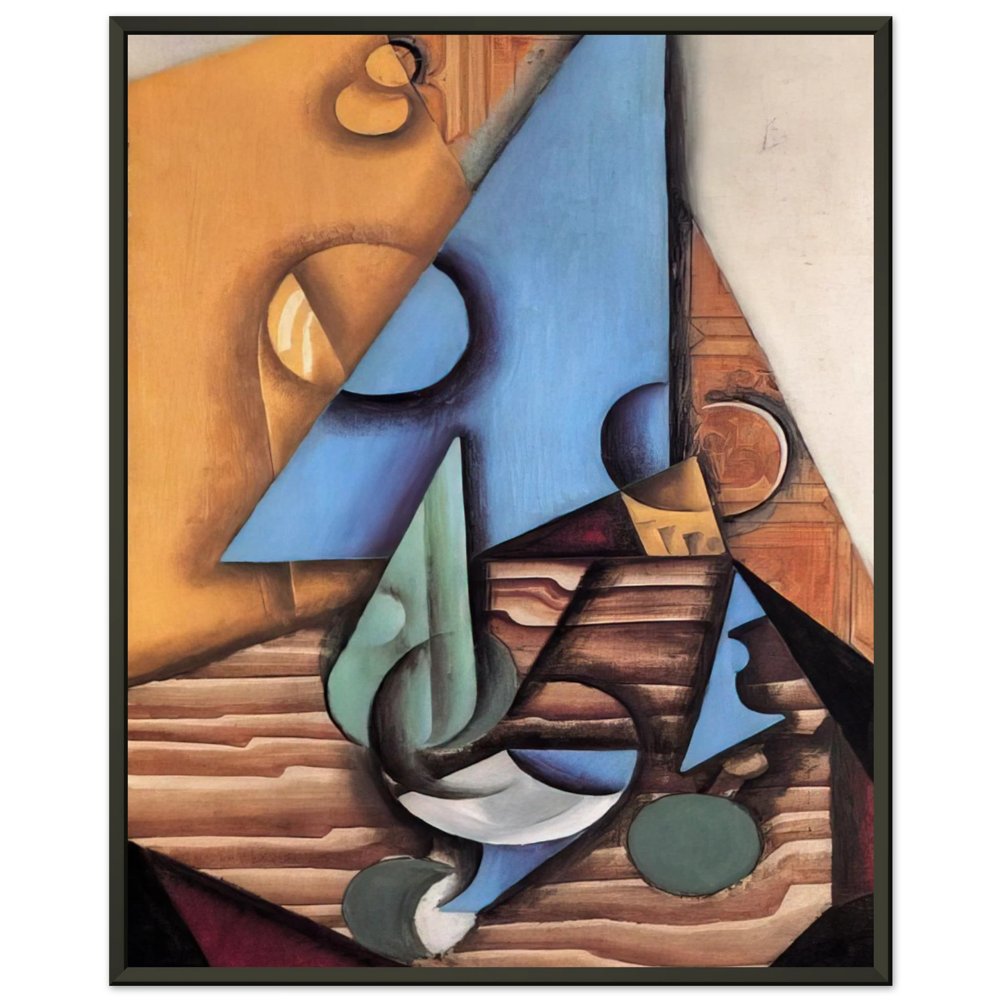 Juan Gris BOTTLE AND GLASS ON A TABLE 1914 Framed Art Print - Aluminum Frame - 70x100 cm / 28x40 inches