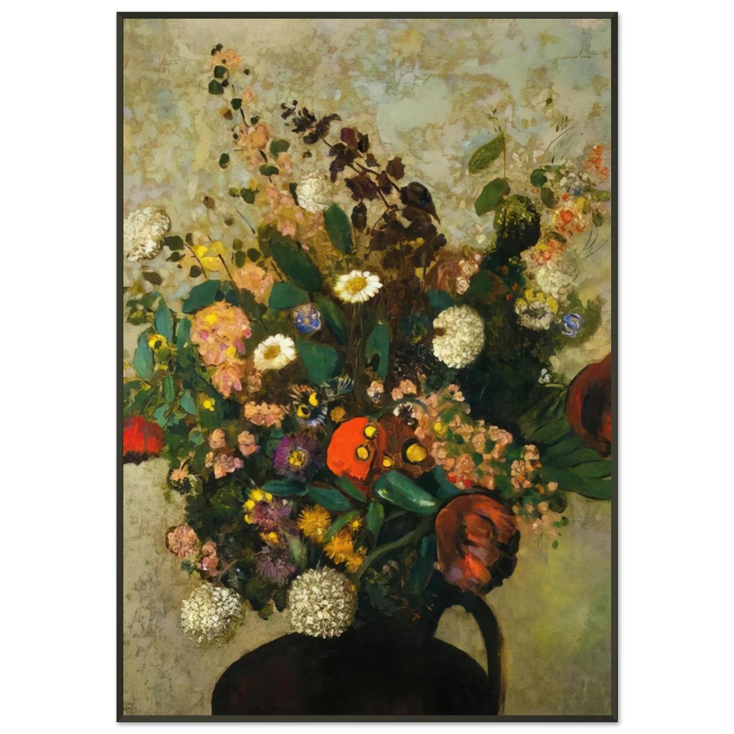 Odilon Redon  BOUQUET OF FLOWERS 5 Framed Art Print  - Aluminum Frame - 21x29.7 cm / 8x12"