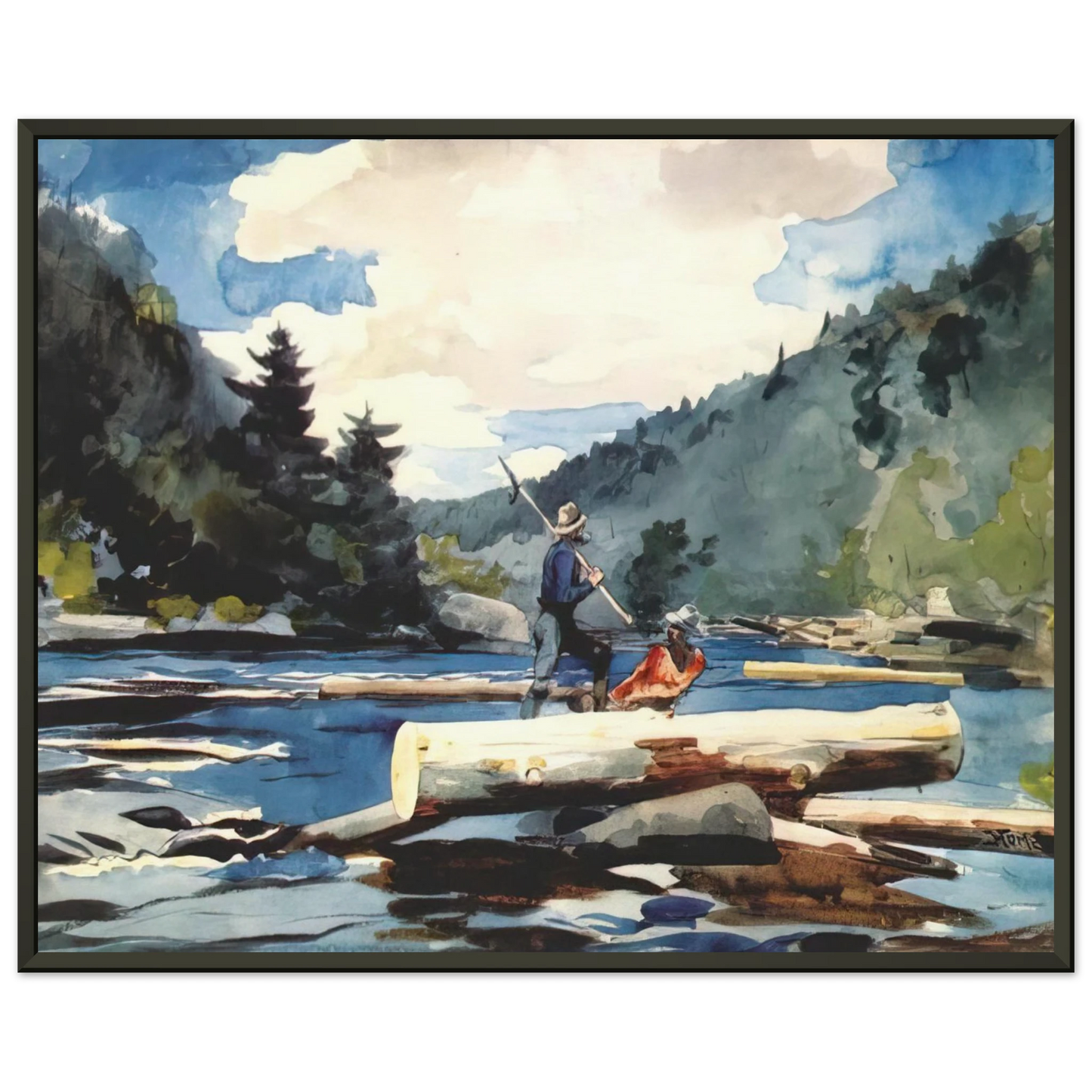 Winslow Homer HUDSON RIVER LOGGING Framed Art Print - Aluminum Frame - 60x80 cm / 24x32 inches