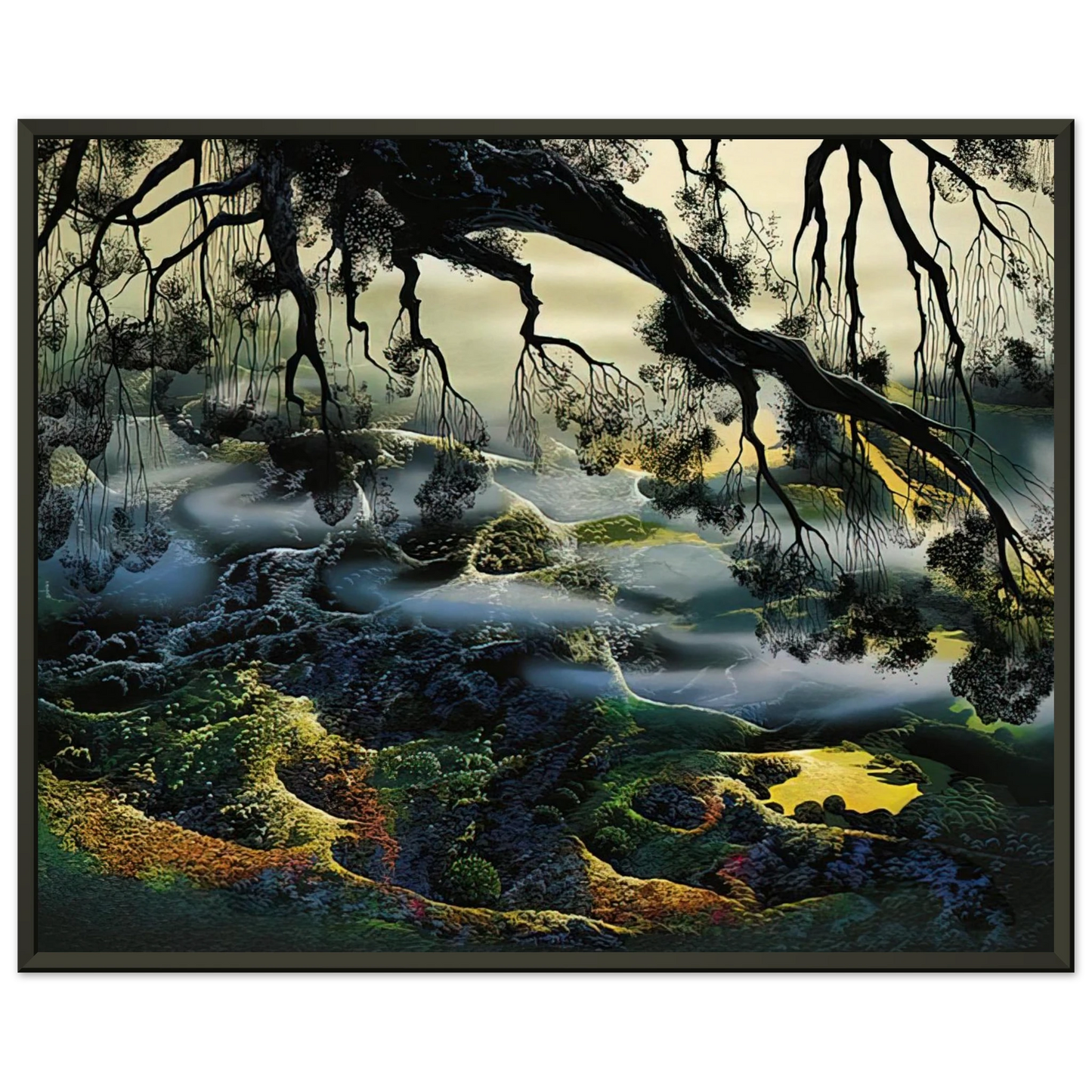 Eyvind Earle  Fog Passes By Framed Art Print  - Aluminum Frame - 40x50 cm / 16x20 inches