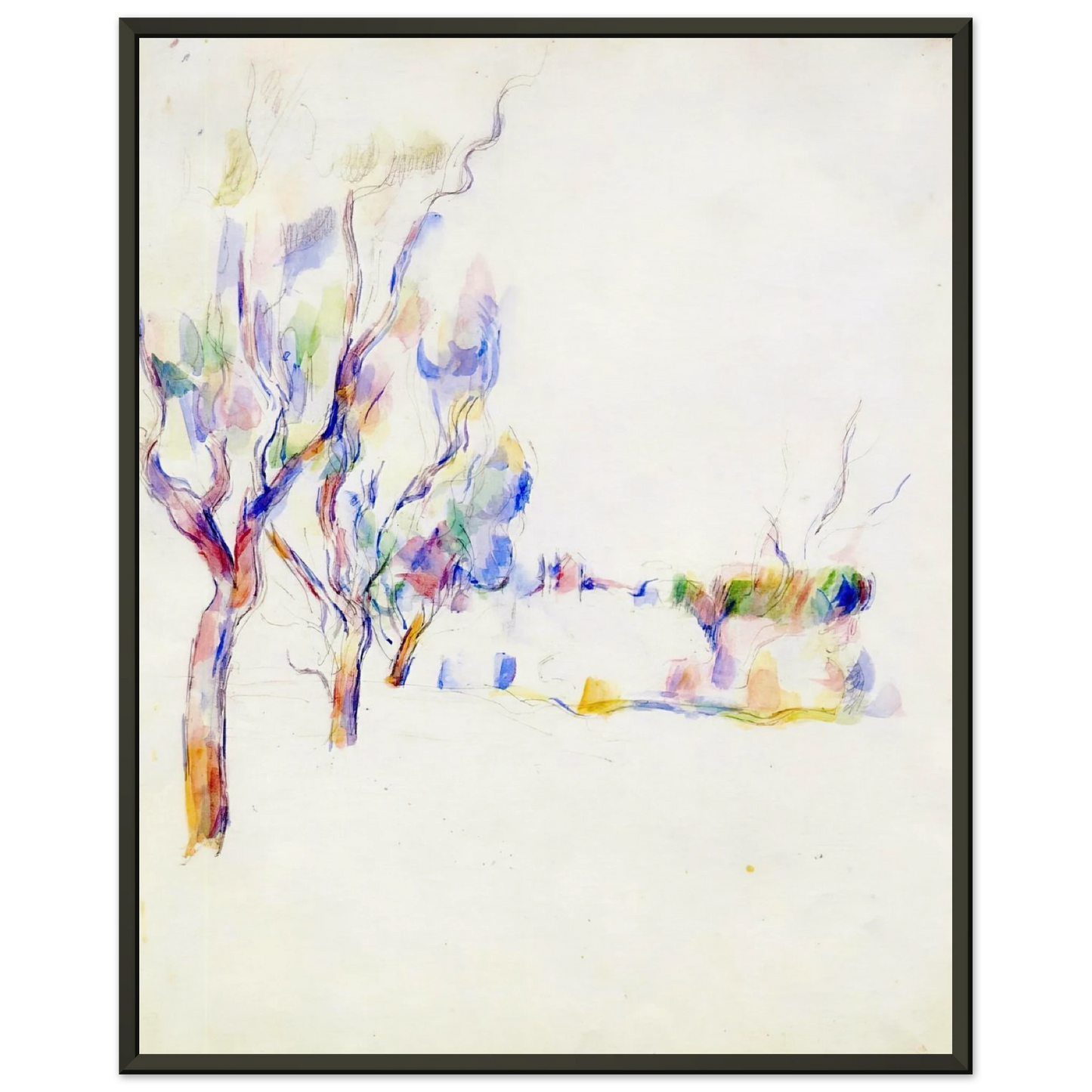 Paul Cezanne Almond Trees in Provence Framed Art Print - Aluminum Frame - 70x100 cm / 28x40 inches