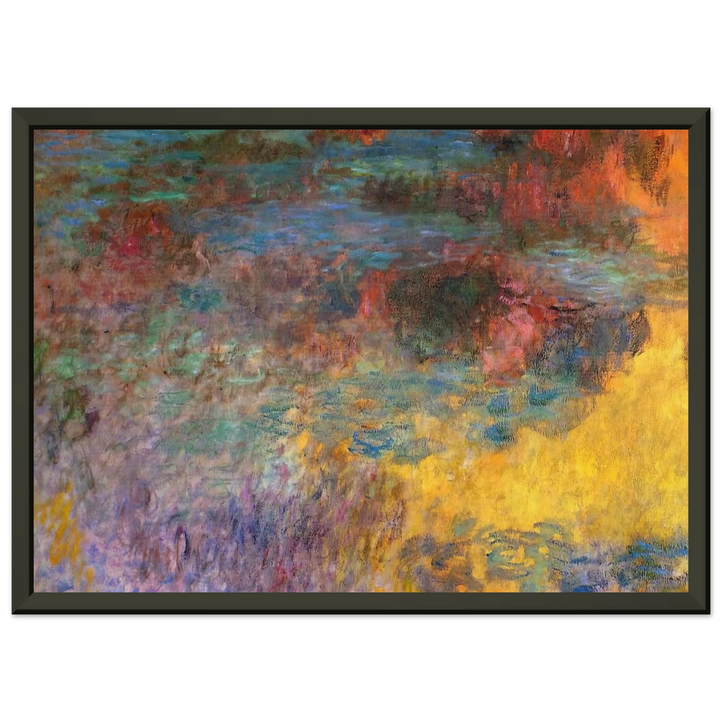 claude monet Water Lily Pond Evening left panel Framed Art Print - Aluminum Frame - 40x50 cm / 16x20 inches