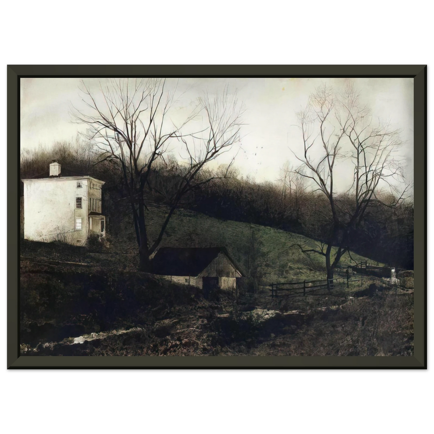 Andrew Wyeth EVENING AT KUERNERS Framed Art Print - Aluminum Frame - 40x50 cm / 16x20 inches