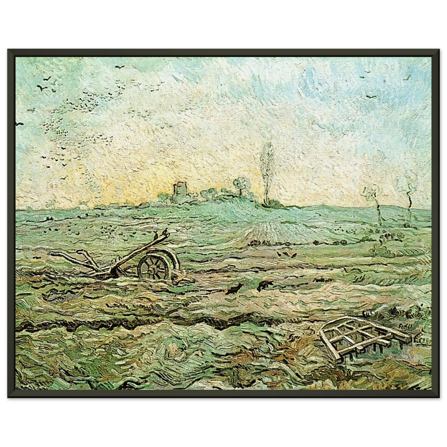 Vincent van Gogh The Plough and the Harrow after Millet Framed Art Print - Aluminum Frame - 40x50 cm / 16x20 inches