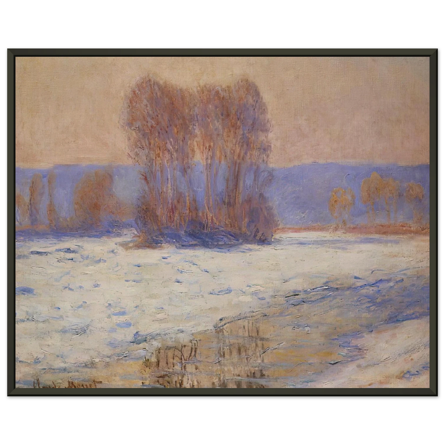 claude monet The Seine at Bennecourt Winter Framed Art Print - Aluminum Frame - 70x100 cm / 28x40 inches