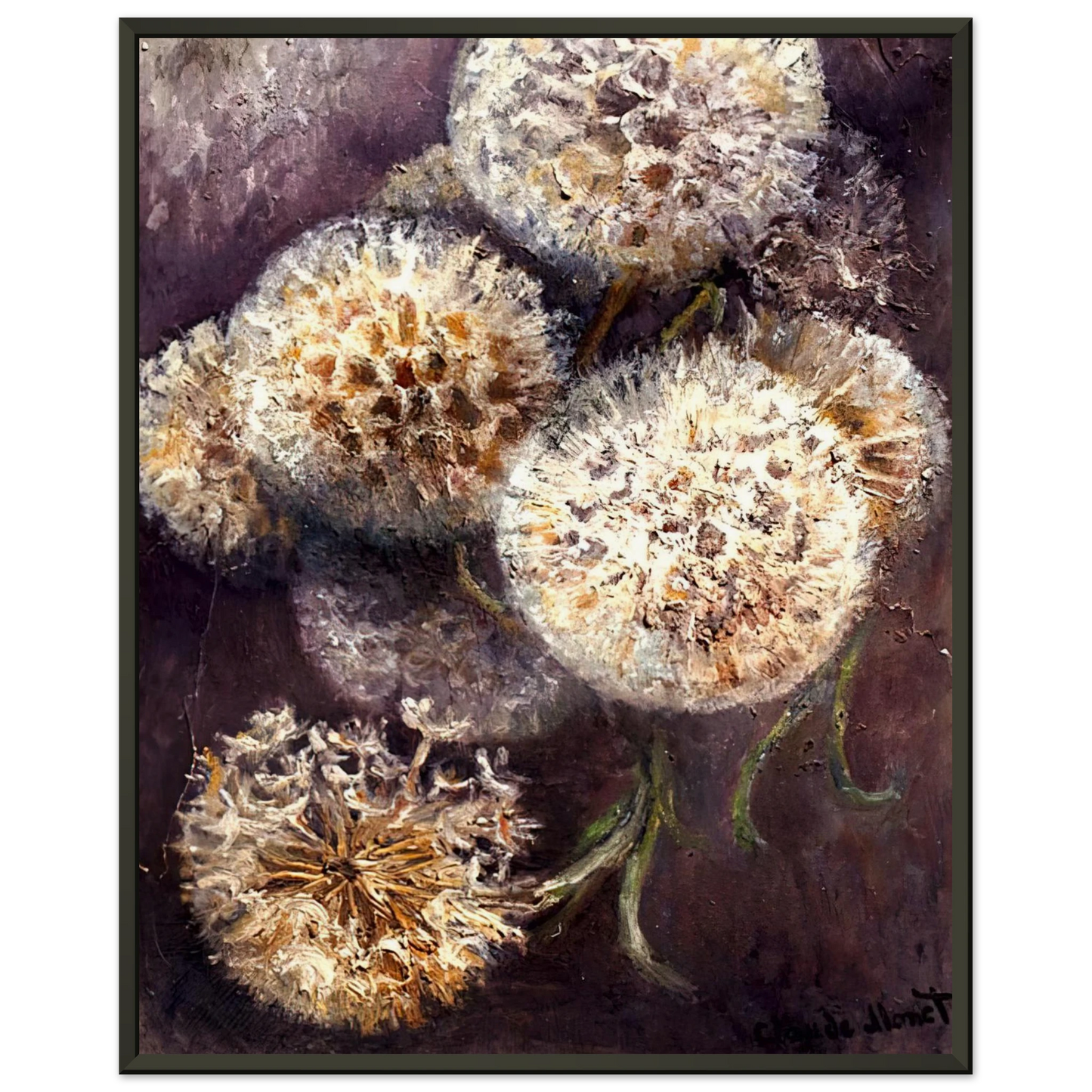 claude monet  Dandelions Framed Art Print  - Aluminum Frame - 60x80 cm / 24x32 inches