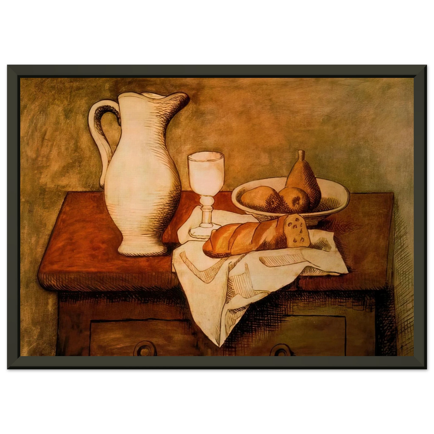 Pablo Picasso Still life with jug and bread 1921 Framed Art Print - Aluminum Frame - 60x80 cm / 24x32 inches