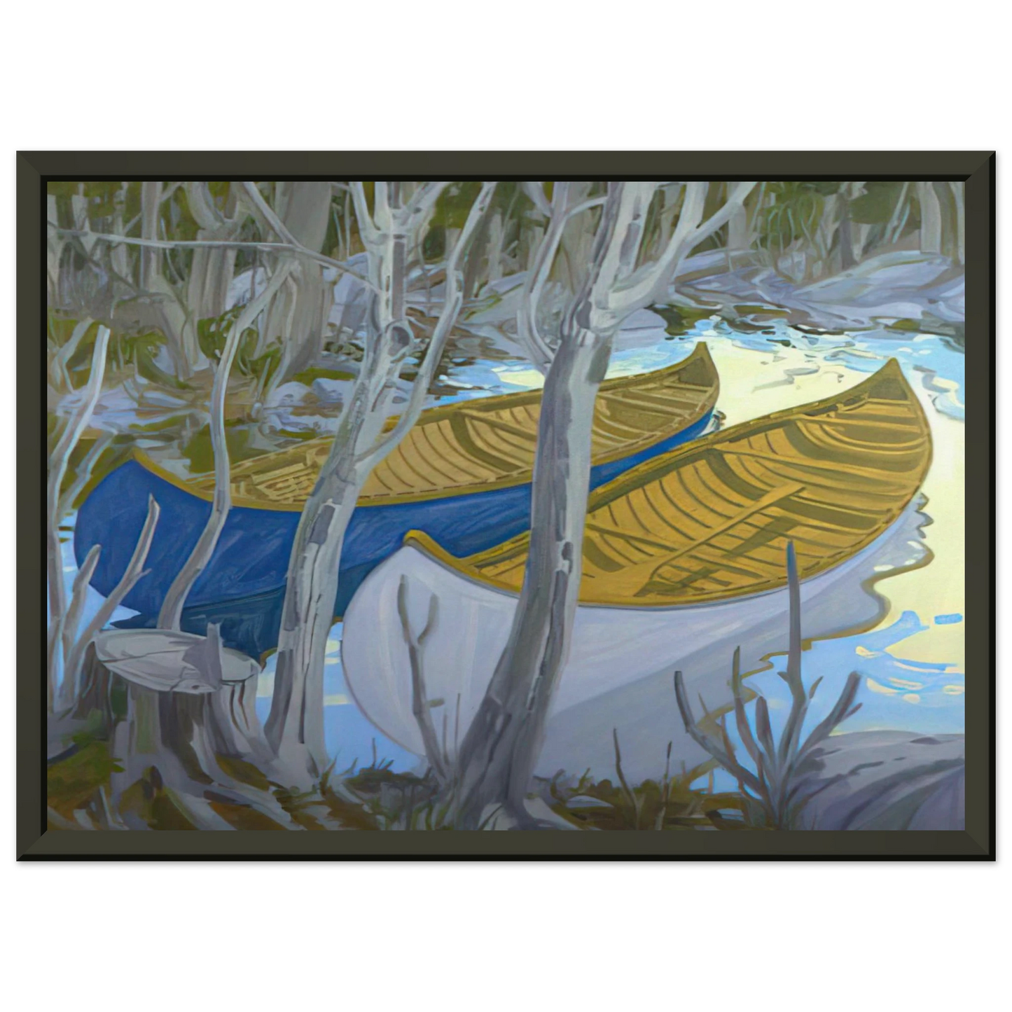 Neil Welliver Two Canoes Contemporary Realism Framed Art Print - Aluminum Frame - 60x80 cm / 24x32 inches