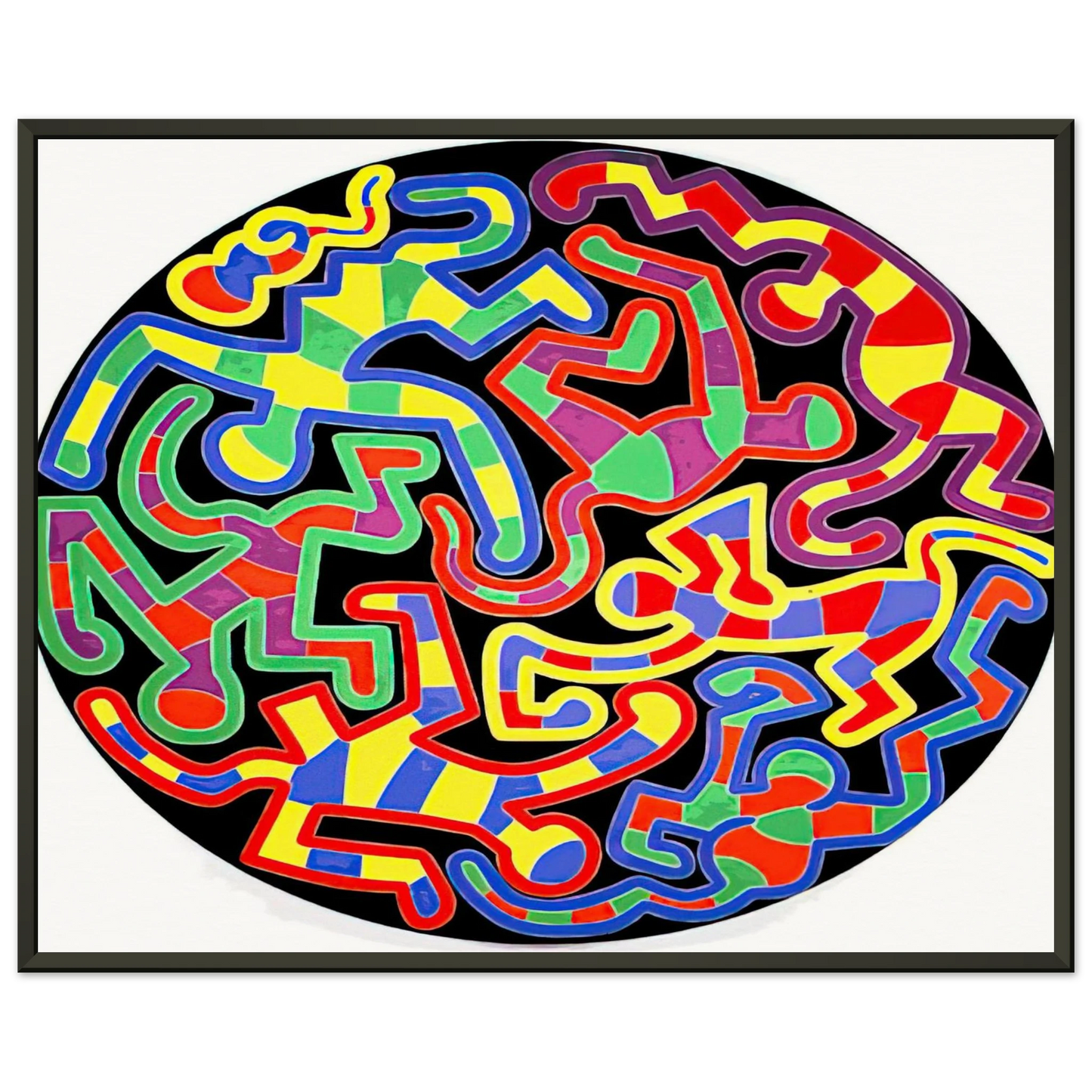 Keith Haring MONKEY PUZZLE 1988 Framed Art Print - Aluminum Frame - 70x100 cm / 28x40 inches