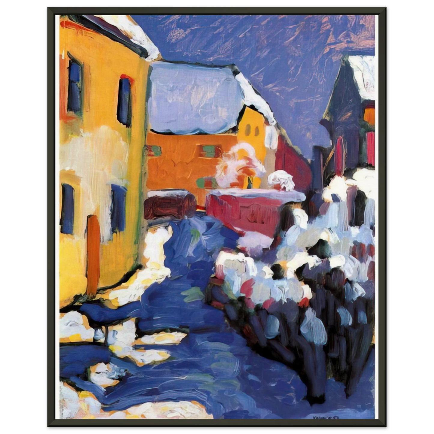 Wassily Kandinsky  CEMETERY AND VICARAGE IN KOCHEL 1909 Framed Art Print  - Aluminum Frame - 70x100 cm / 28x40 inches