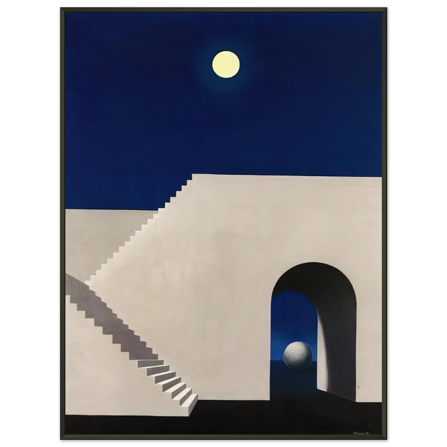 Rene Magritte ARCHITECTURE AU CLAIR DE LUNE 1956 Framed Art Print - Aluminum Frame - 70x100 cm / 28x40 inches