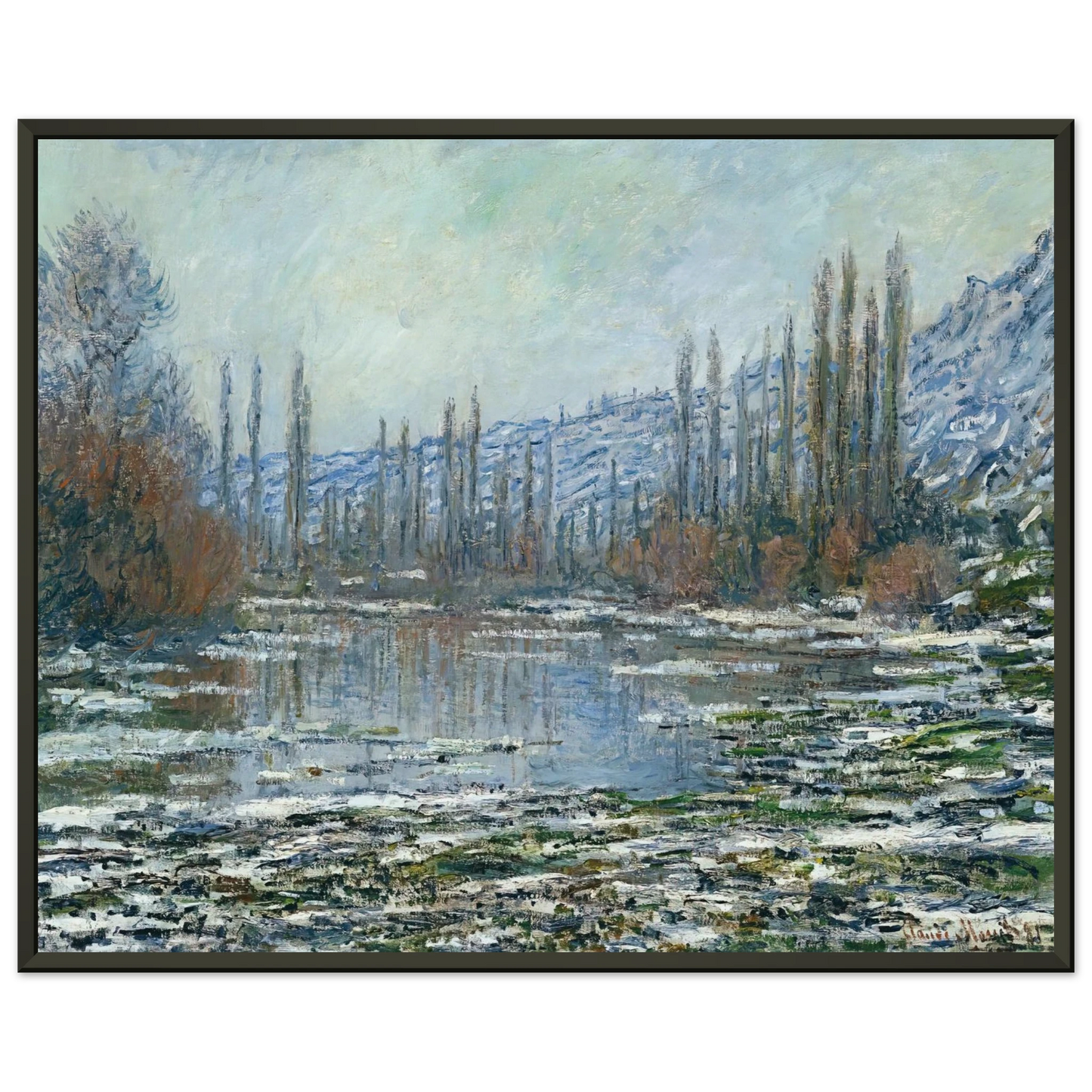 claude monet The Thaw at Vetheuil Framed Art Print - Aluminum Frame - 40x50 cm / 16x20 inches