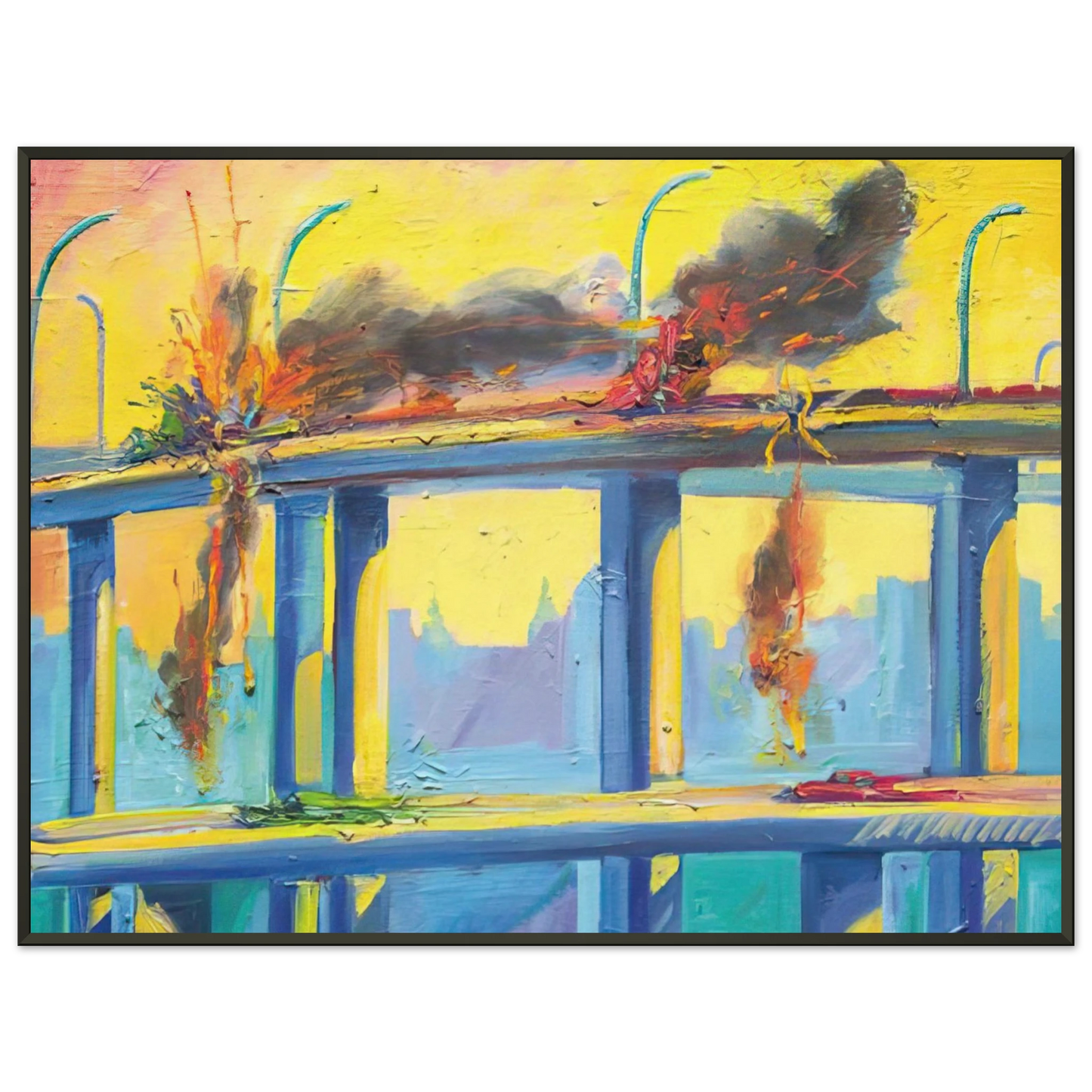 Carlos Almaraz Sunset Crash 1982 Framed Art Print - Aluminum Frame - 70x100 cm / 28x40 inches
