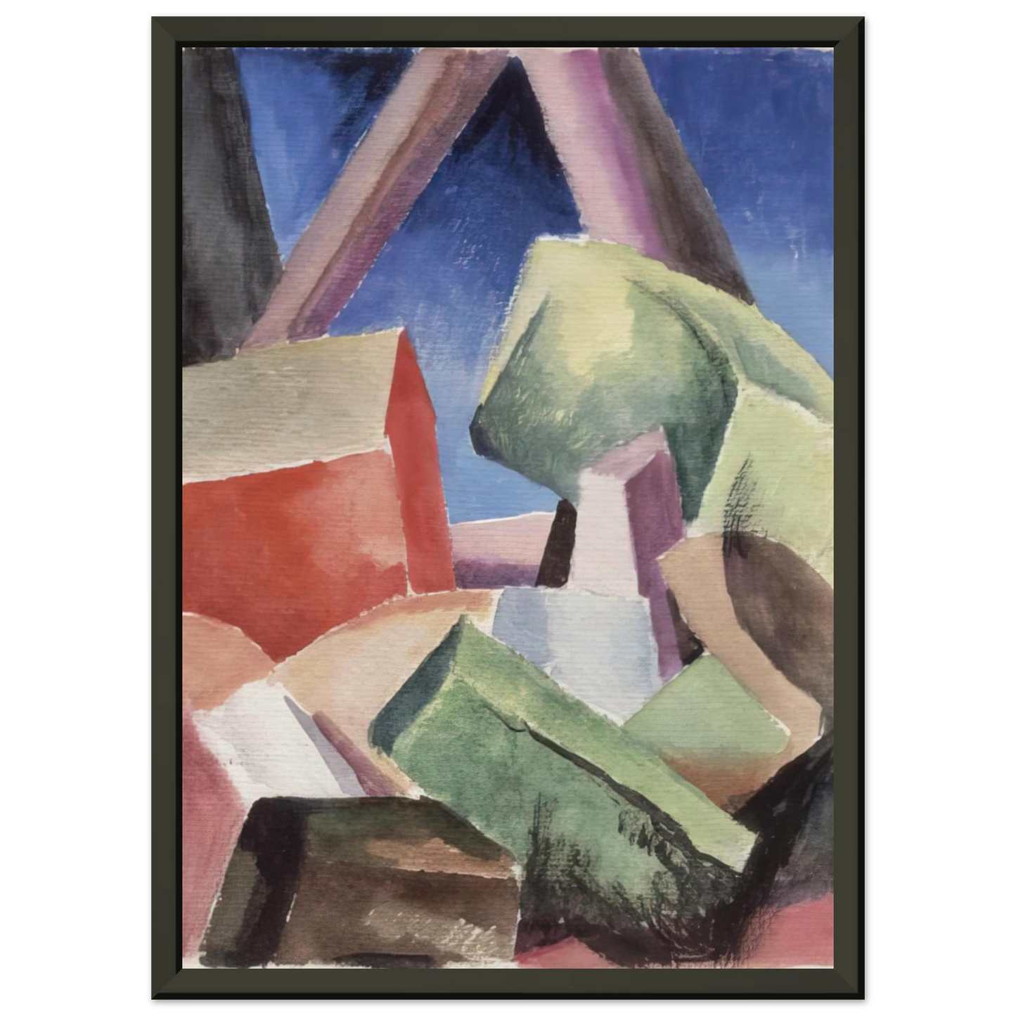 Thomas Hart Benton HOUSE IN CUBIST LANDSCAPE 1920 Framed Art Print - Aluminum Frame - 60x80 cm / 24x32 inches