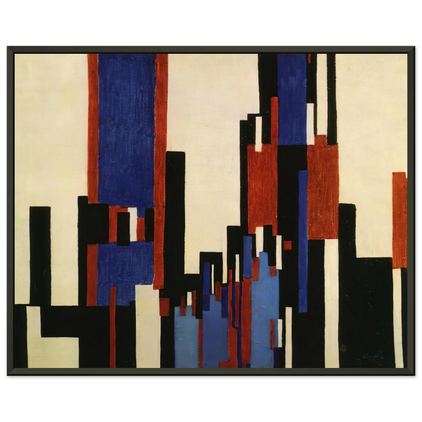 Frantisek Kupka Vertical Plains Blue and Red Framed Art Print - Aluminum Frame - 60x80 cm / 24x32 inches