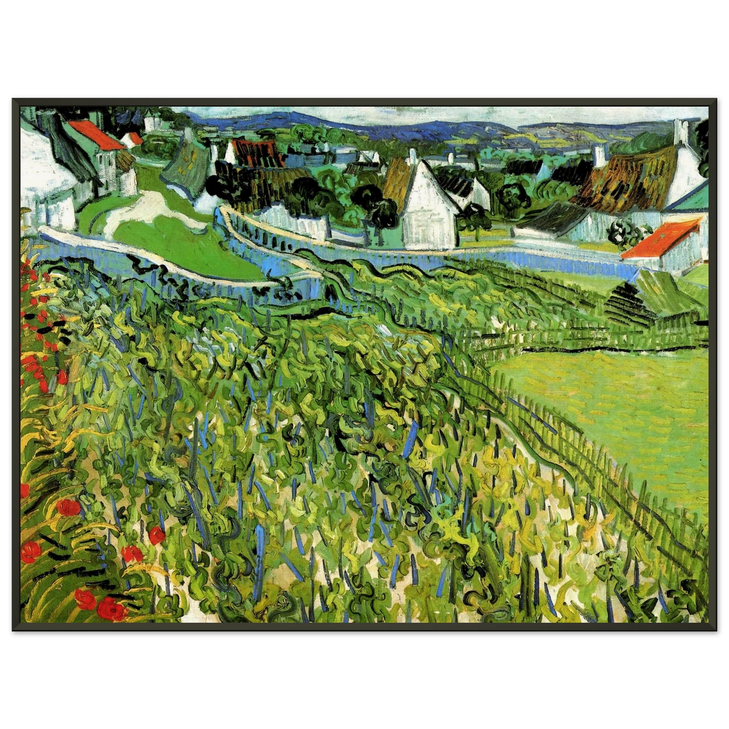 Vincent van Gogh Vineyards with a View of Auvers Framed Art Print - Aluminum Frame - 60x80 cm / 24x32 inches