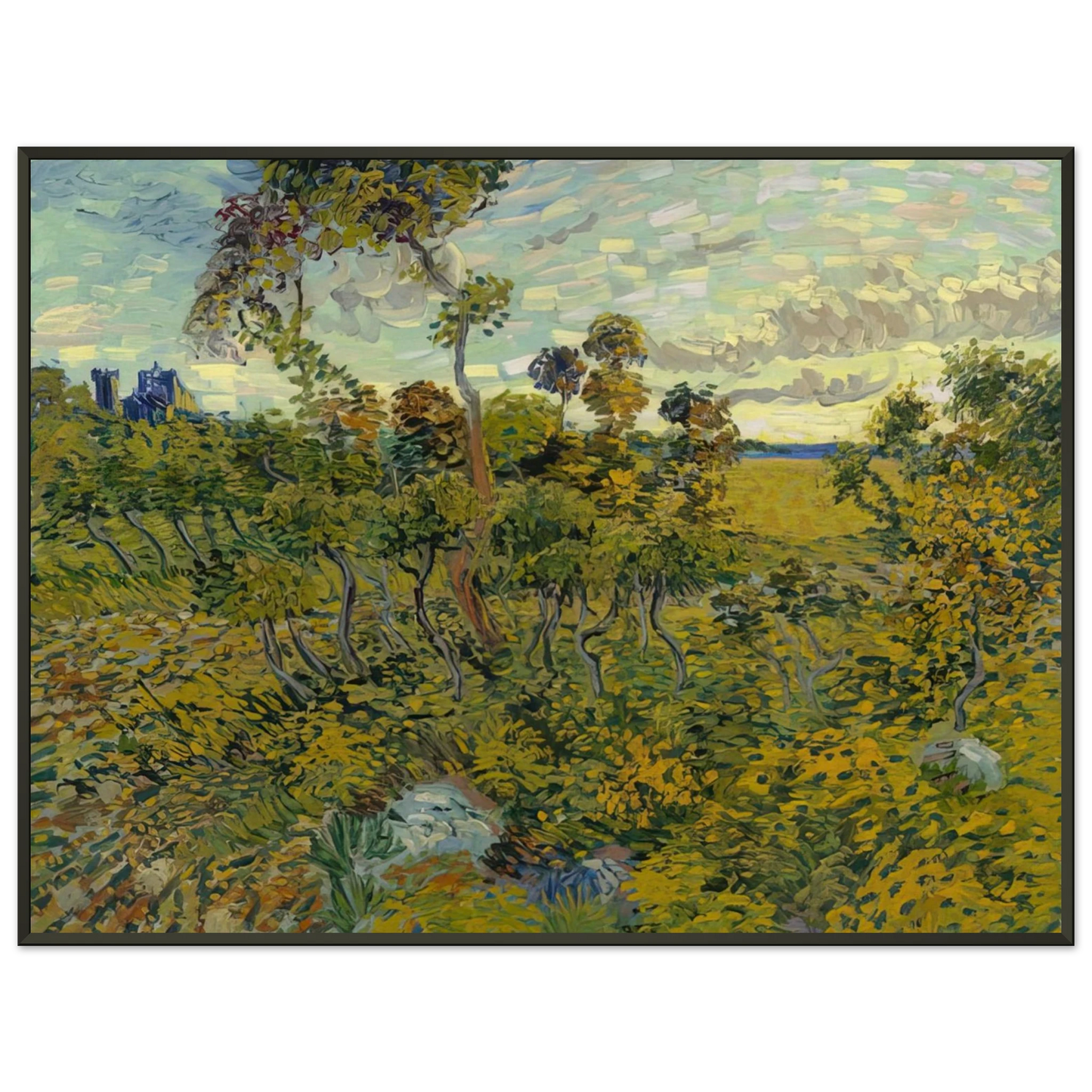 Vincent van Gogh  Sunset at Montmajour Framed Art Print  - Aluminum Frame - 60x80 cm / 24x32 inches