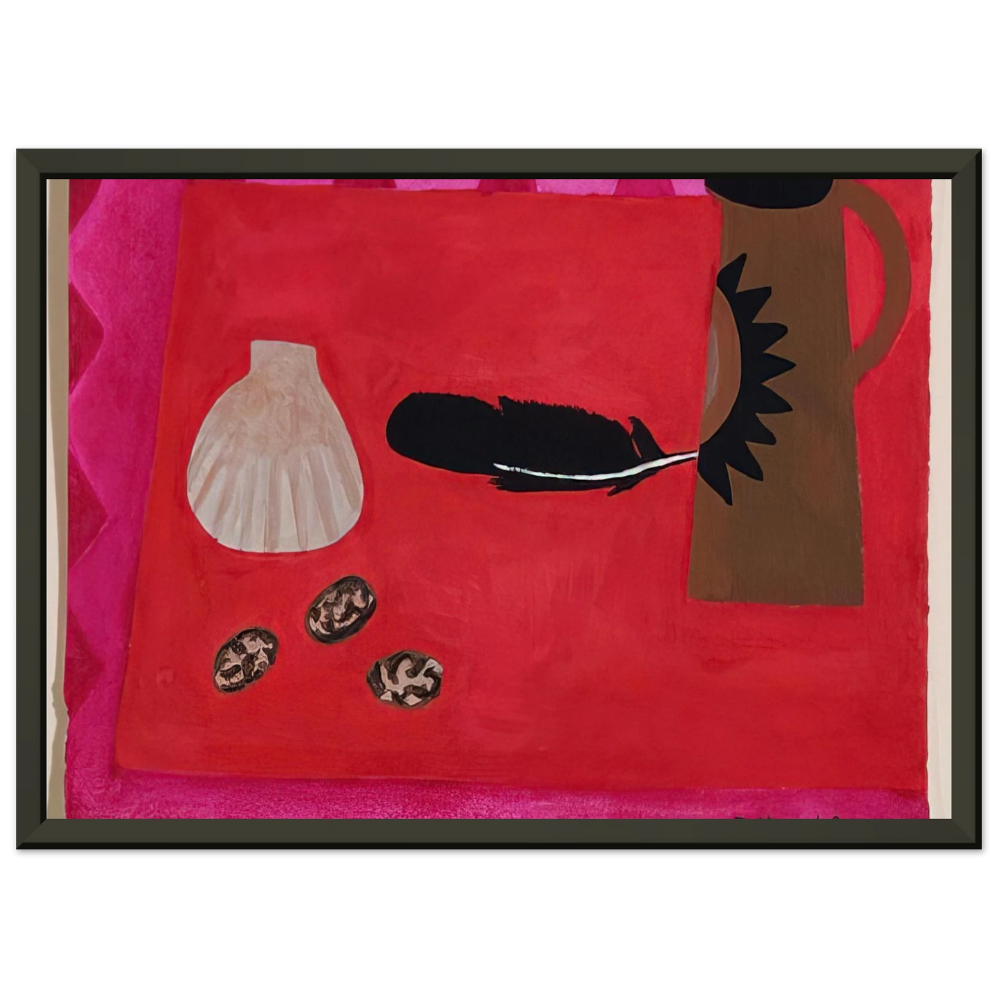 Mary Fedden Red Table Brown Jug 2009 Framed Art Print - Aluminum Frame - 70x100 cm / 28x40 inches