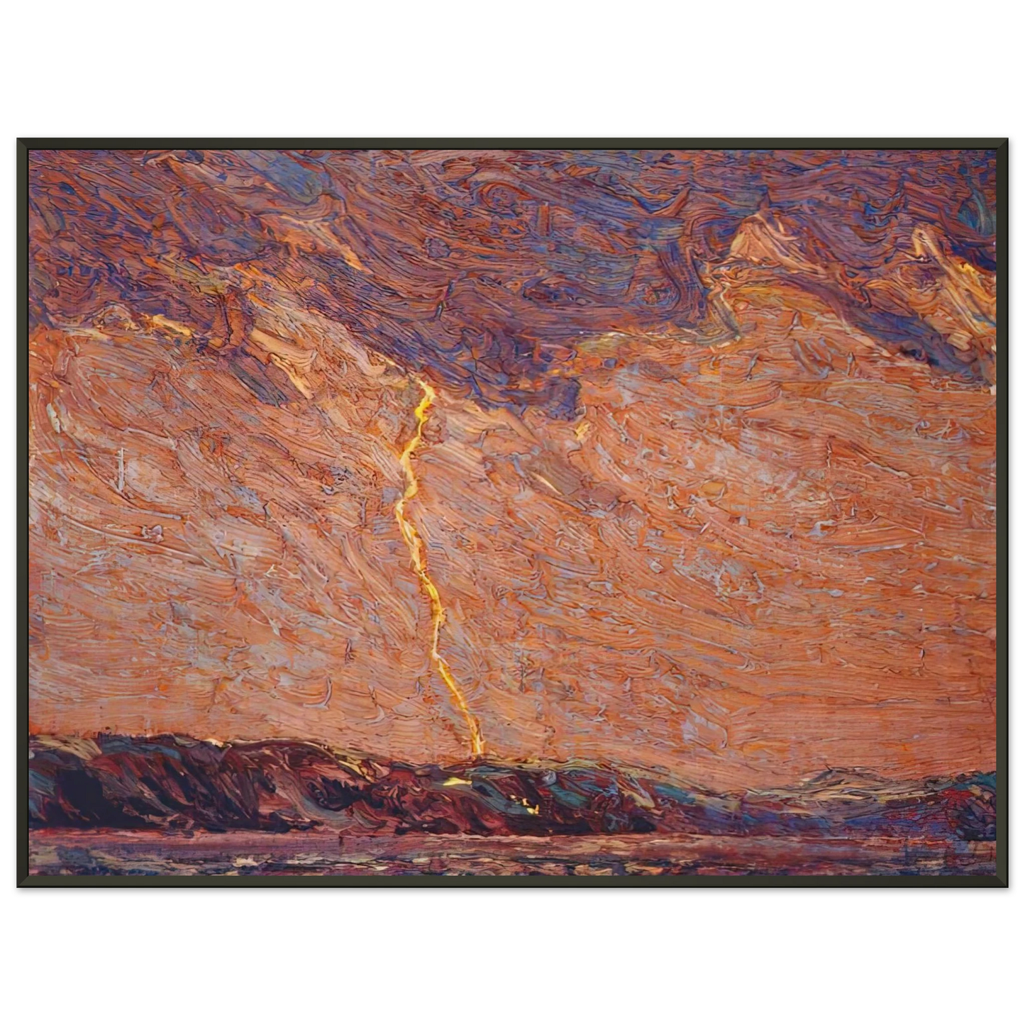 Tom Thomson LIGHTNING CANOE LAKE 1915 Framed Art Print - Aluminum Frame - 70x100 cm / 28x40 inches