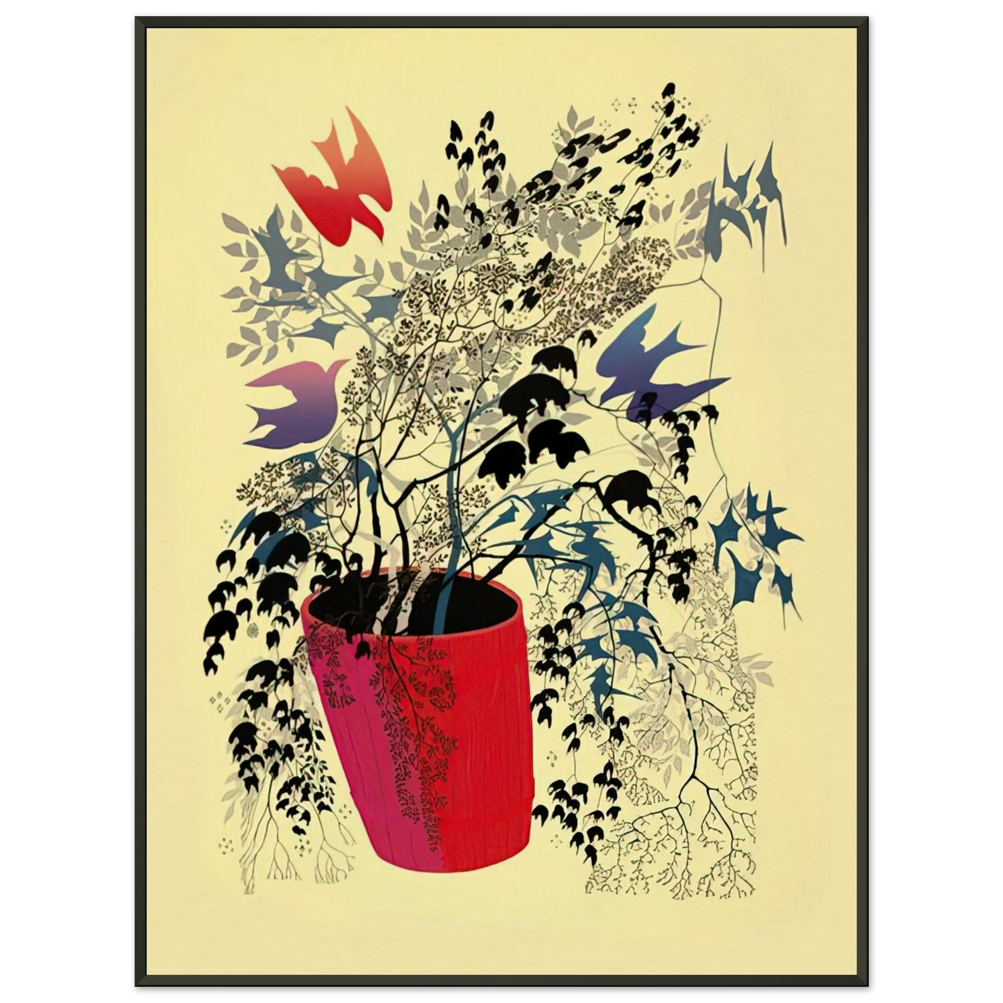 Eyvind Earle  Red Barrell Framed Art Print  - Aluminum Frame - 60x80 cm / 24x32 inches