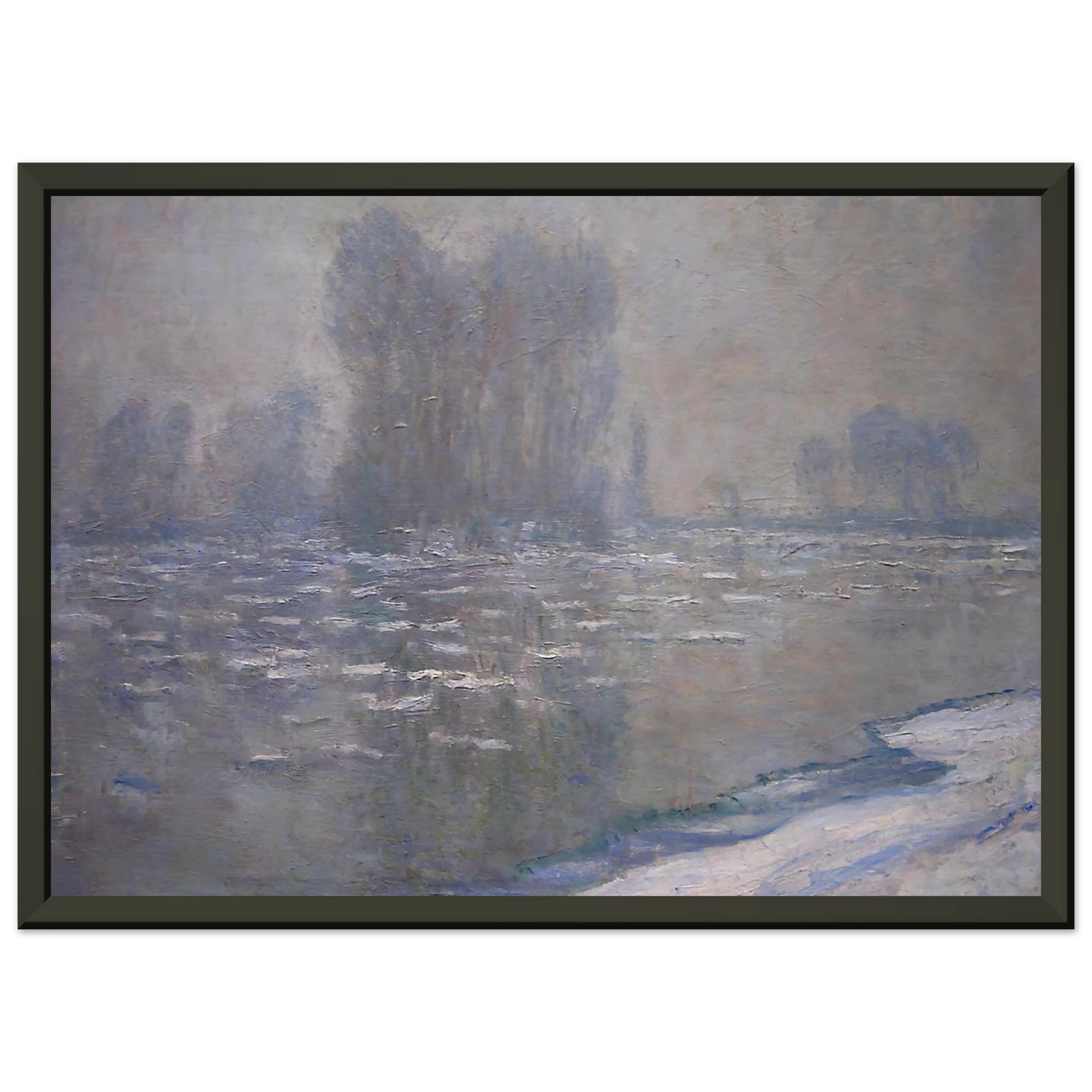 claude monet  Ice Floes Misty Morning Framed Art Print  - Aluminum Frame - 40x50 cm / 16x20 inches