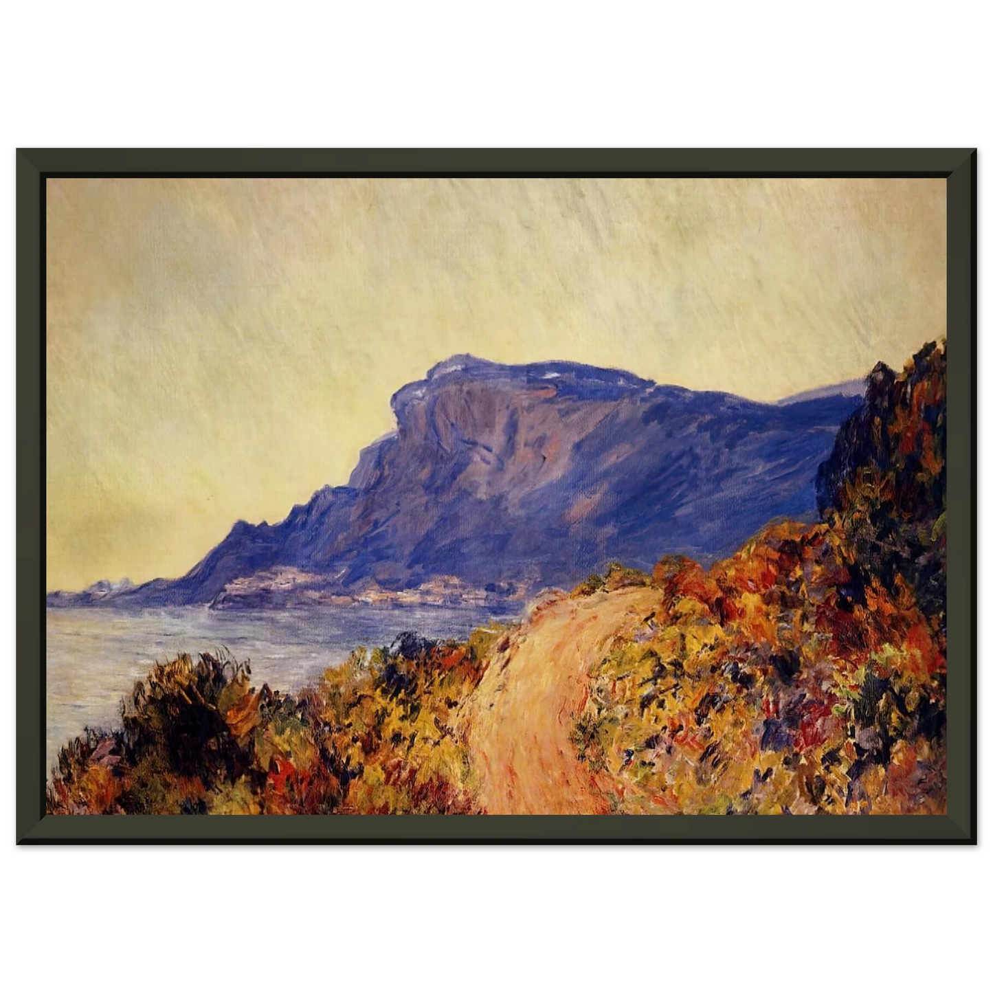 claude monet  The Red Road at Cap Martin near Menton Framed Art Print  - Aluminum Frame - 70x100 cm / 28x40 inches